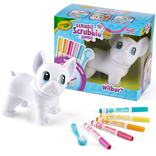 Crayola Scribble Scrubbie Jumbo (6 inch), Posable Kids Toy, French Bulldog, Coloring Gift