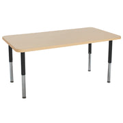 36" x 72" Rectangle La Madera Activity Table with Adjustable Super Legs - Maple Grain/Black
