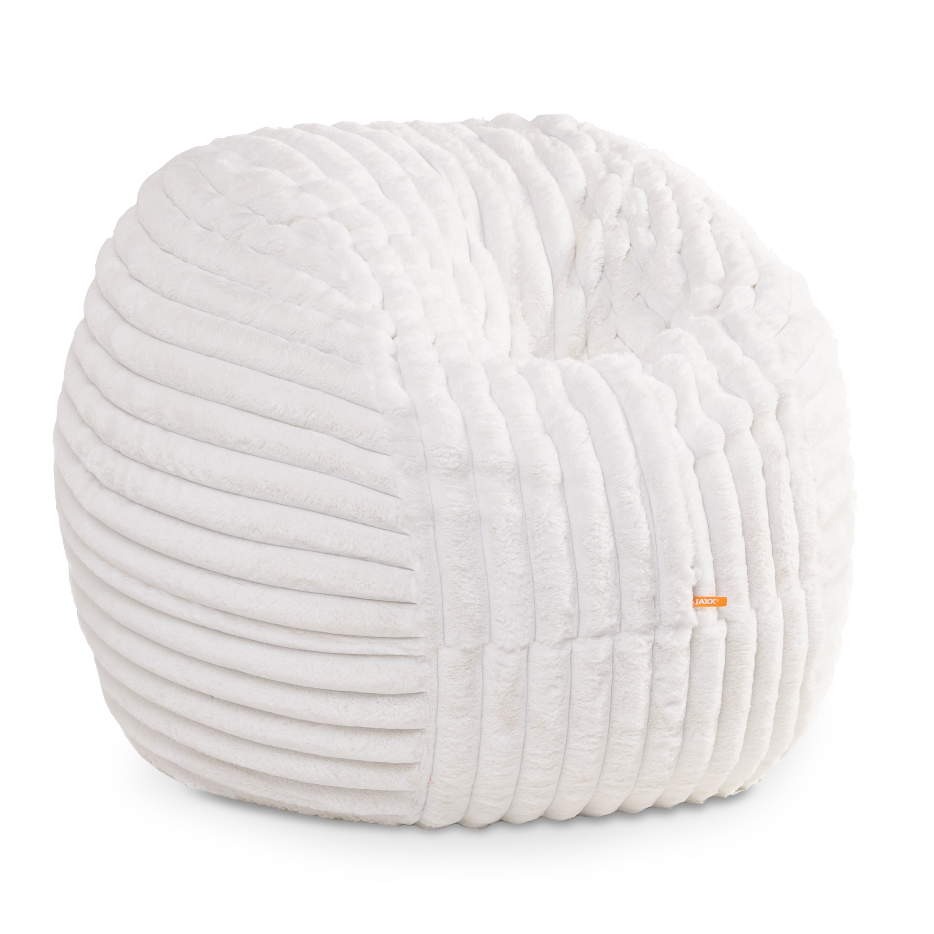 Jaxx Saxx 4ft - Large Round Bean Bag for Adults - Made in the USA - Luxuriously Soft Plush Faux Fur, Ivory