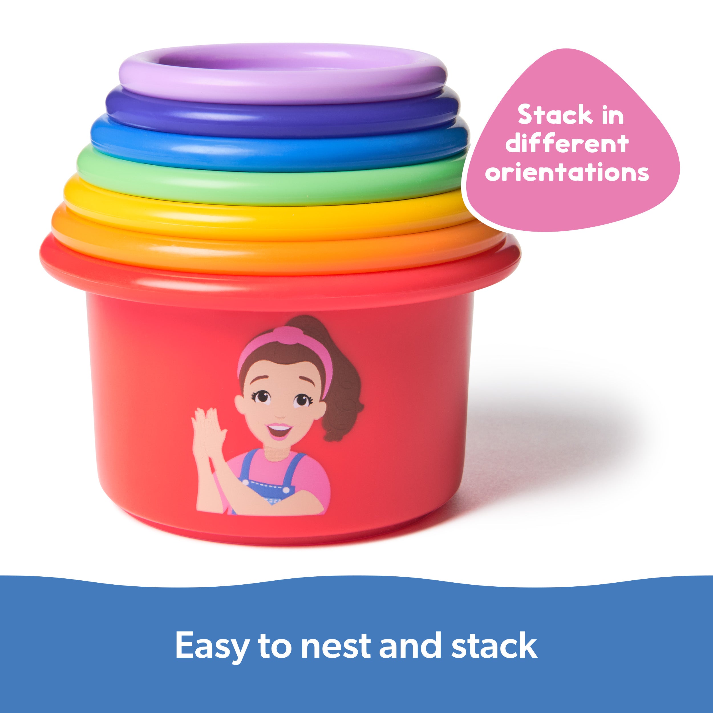 Ms. Rachel Official Rainbow Stacking Cups 7-Pack, Educational Toys & Toddler Toys for Girls & Boys Ages 6 Months to 2+ Years