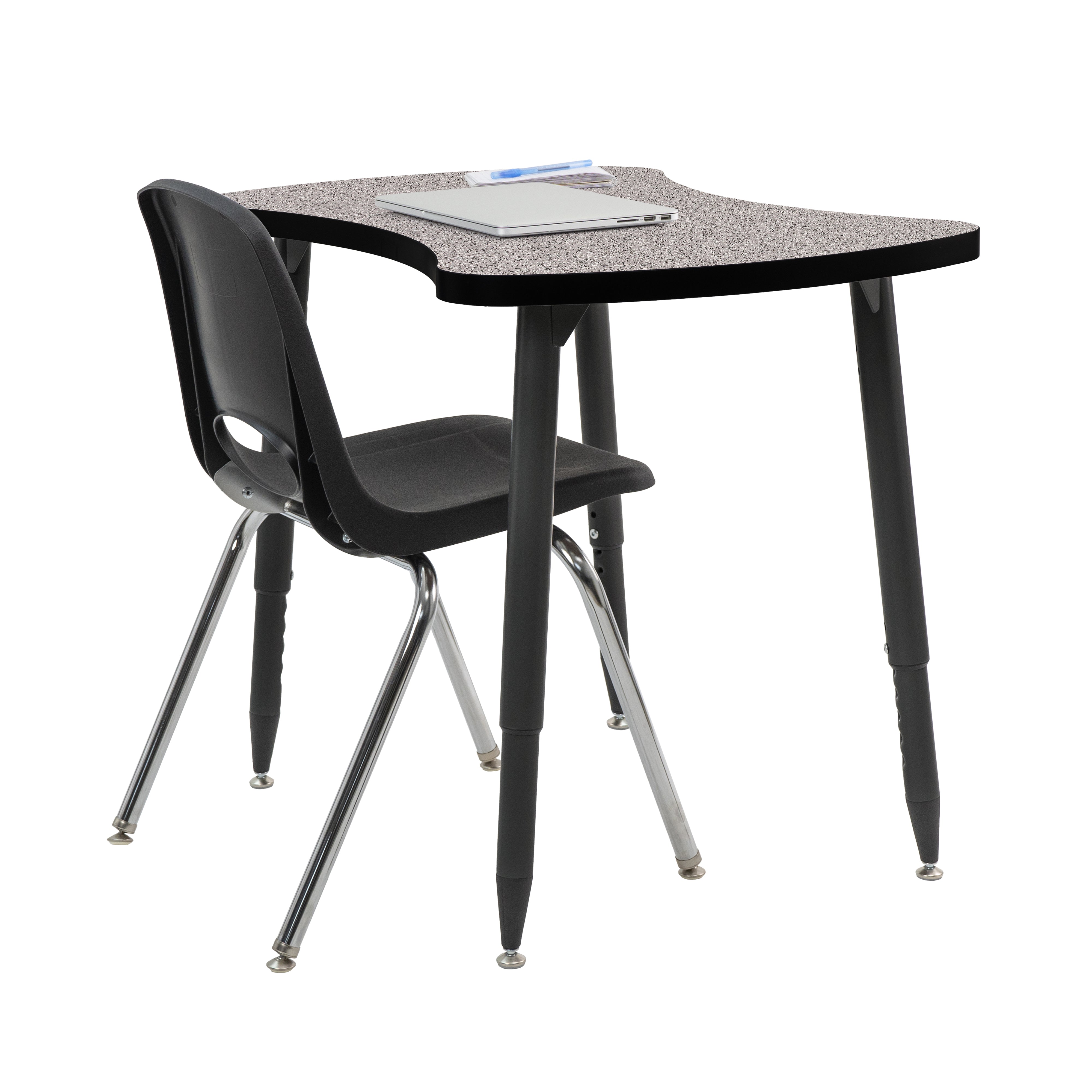 Adapte 25" x 37" Bowtie Thermofused Activity Table with Adjustable Tapered Legs - Gray/Black