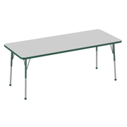 30" x 72" Rectangle T-Molding Activity Table with Adjustable Standard Ball Glide Legs - Gray/Green