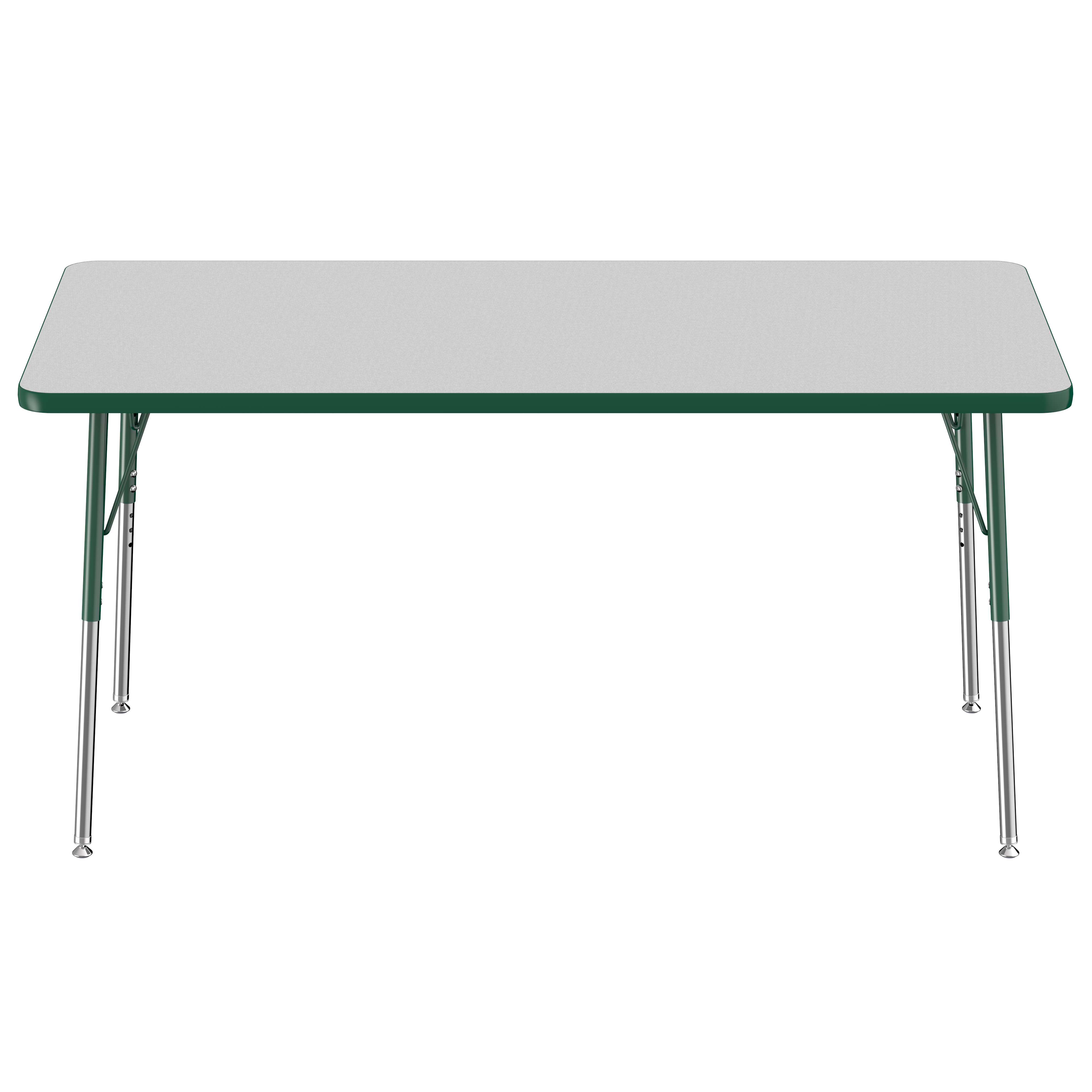 30" x 60" Rectangle T-Molding Activity Table with Adjustable Standard Swivel Glide Legs - Gray/Green