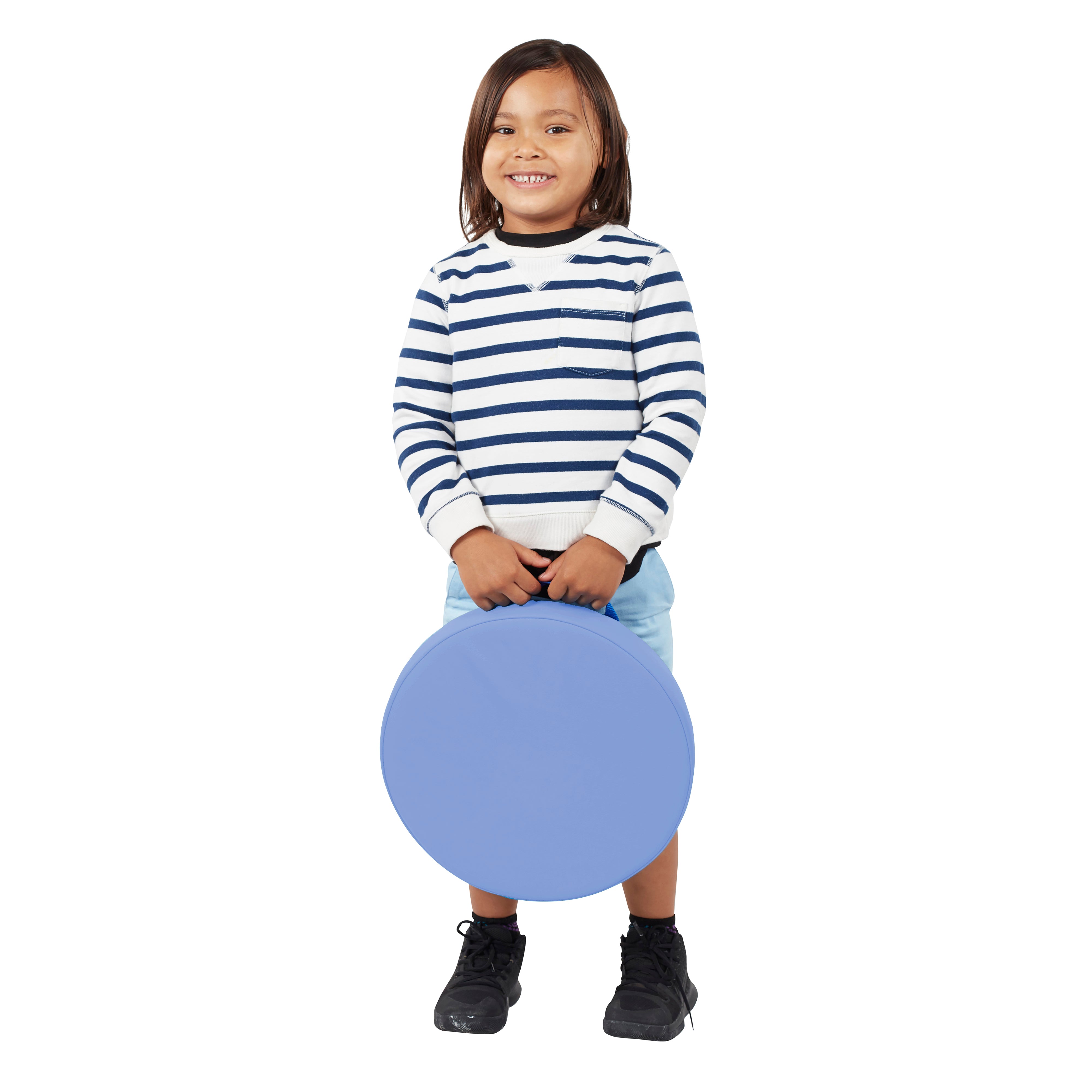SoftScape 15" Round Floor Cushions, 4-Piece - Navy/Powder Blue