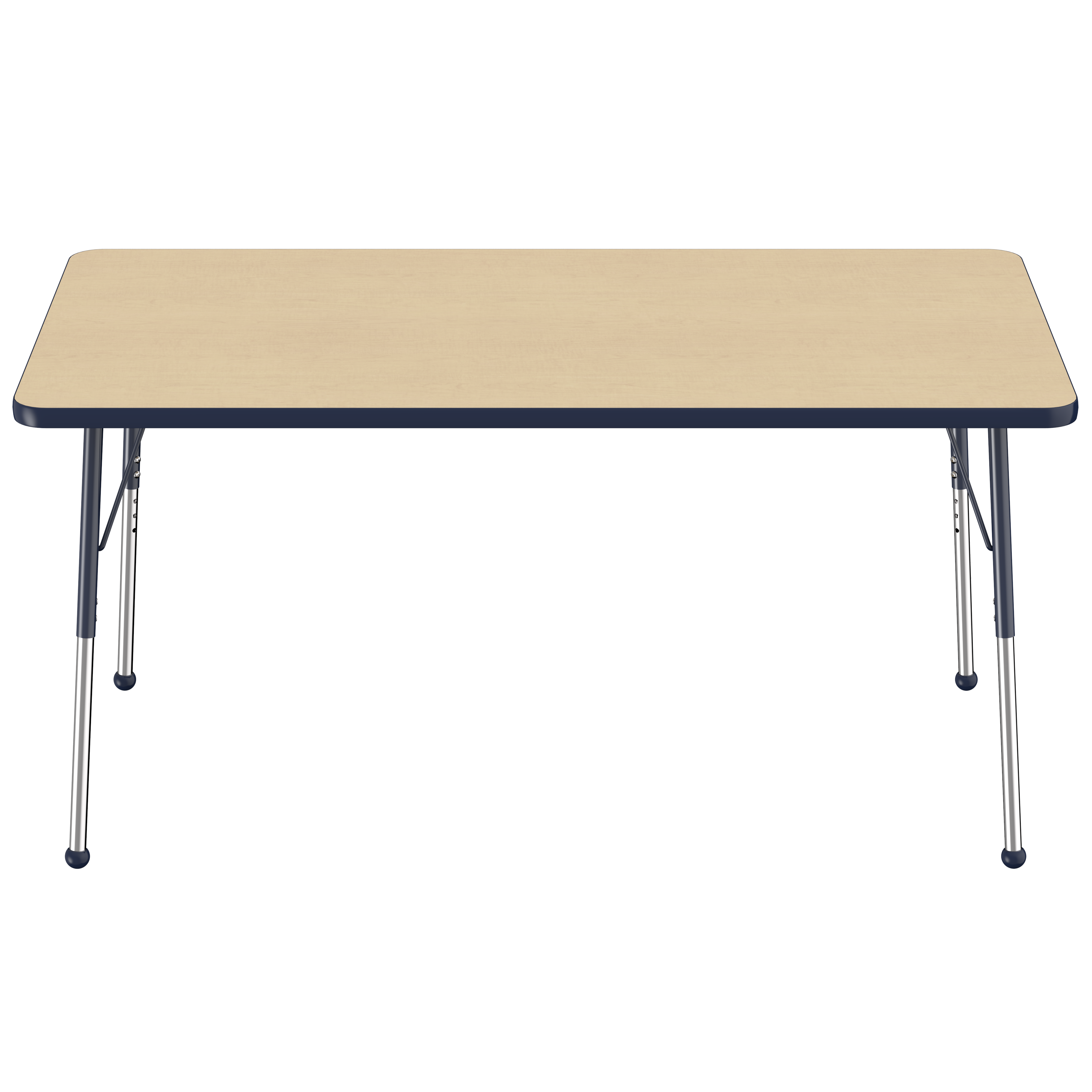 36" x 60" Rectangle T-Molding Activity Table with Adjustable Standard Ball Glide Legs - Maple/Navy