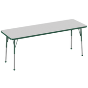 24" x 72" Rectangle T-Molding Activity Table with Adjustable Standard Ball Glide Legs - Gray/Green