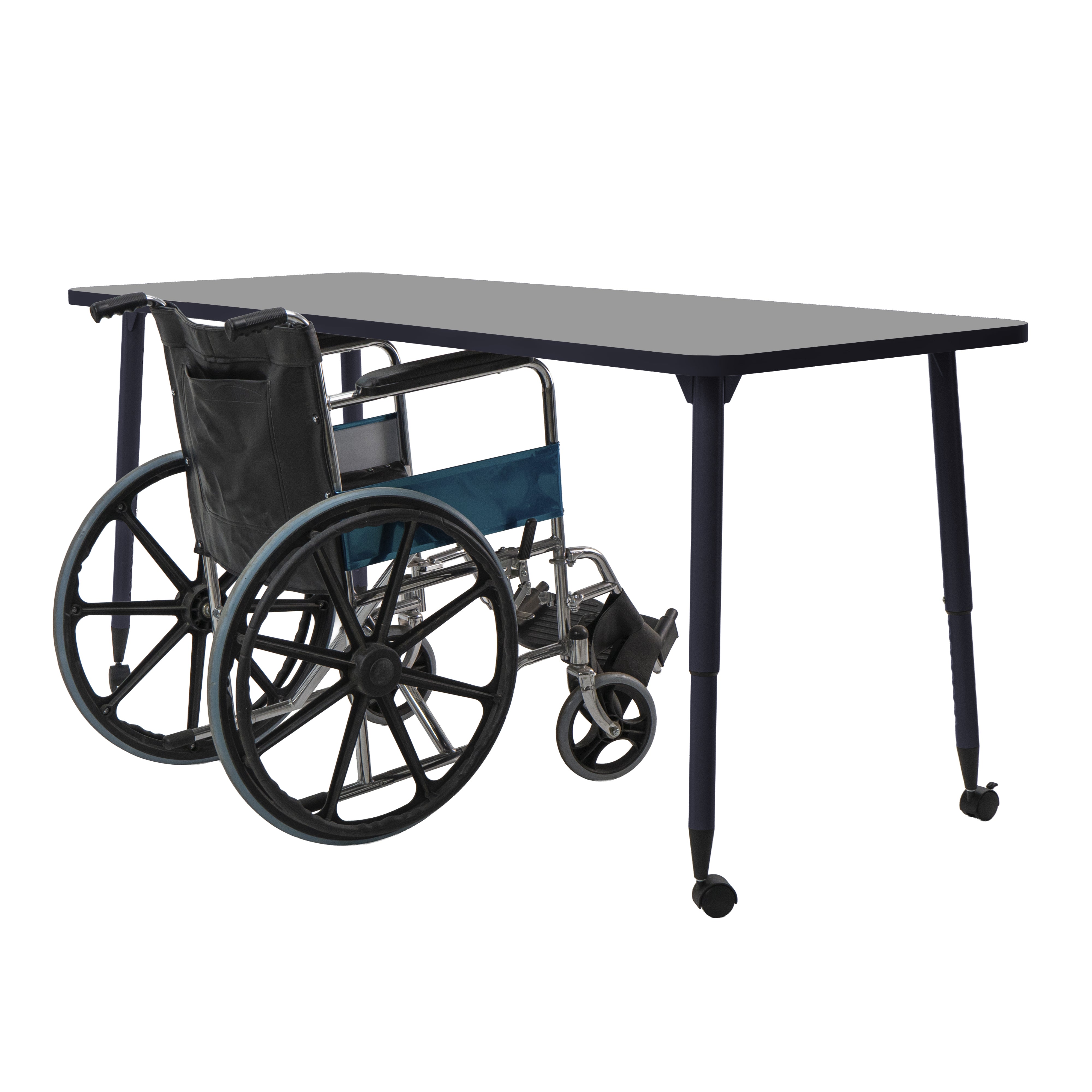 Adapte 30" x 72" Rectangle Activity Table with Adjustable Tapered Legs - North Sea/Navy