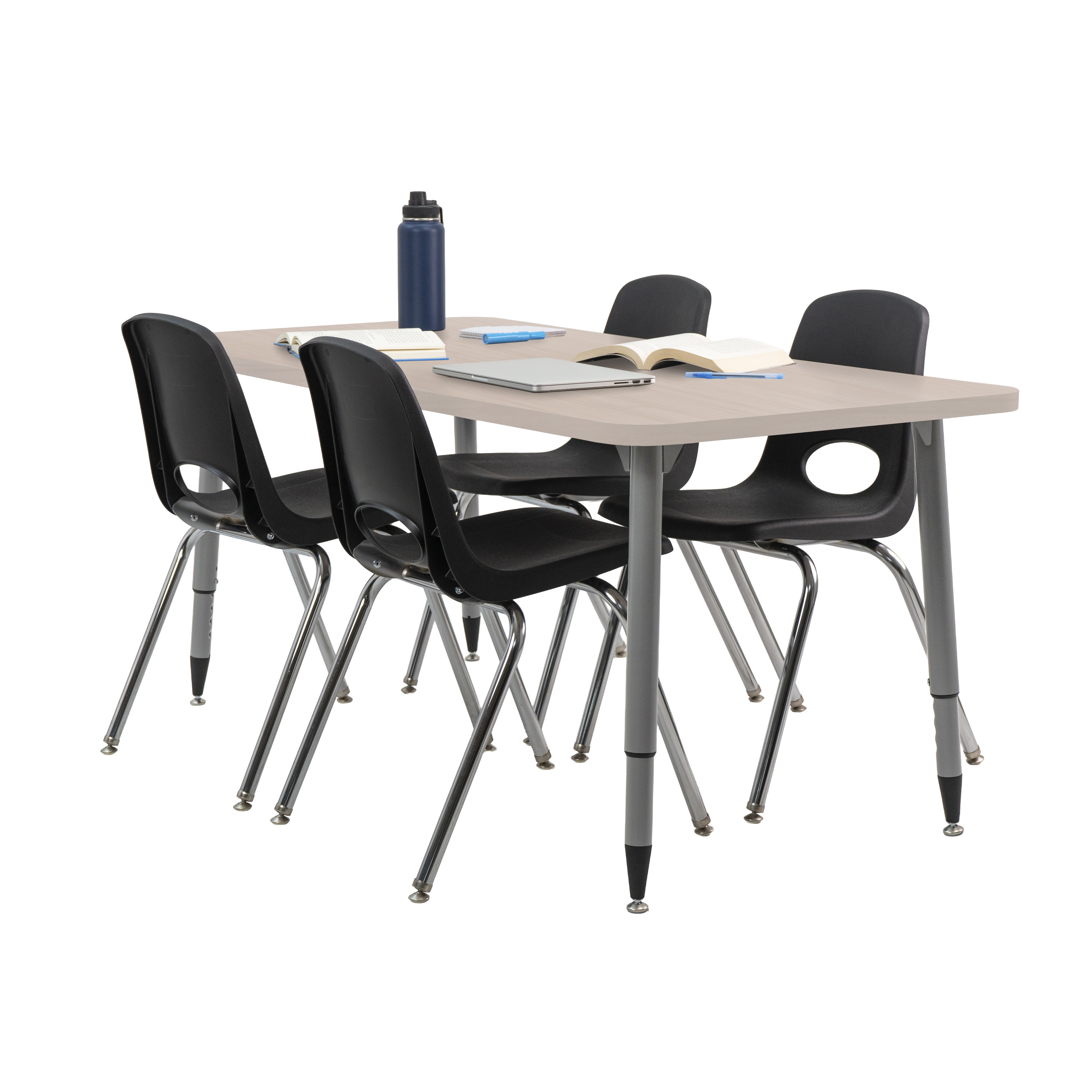 Adapte 30" x 60" Rectangle Woodgrain Activity Table with Adjustable Tapered Legs - Asian Sand/Silver
