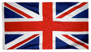 United Kingdom Flag 5x8 ft. Nylon SolarGuard Nyl-Glo 100% Made in USA to Official United Nations Design Specifications.