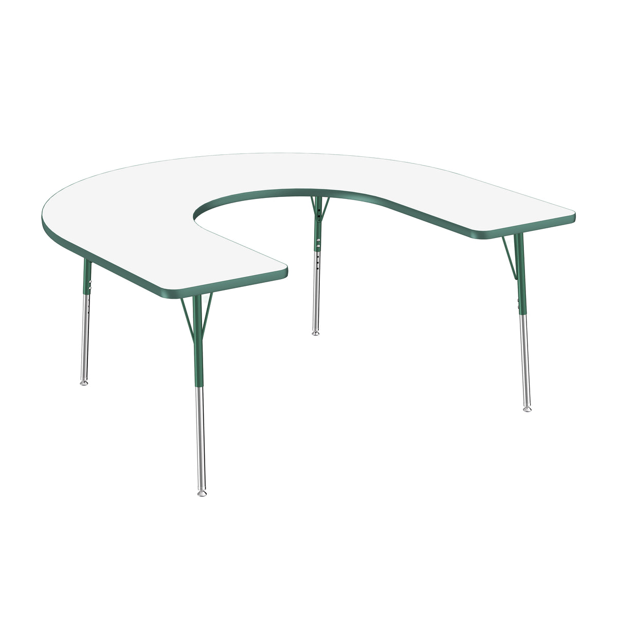 60" x 66" Horseshoe Dry-Erase Activity Table with Adjustable Standard Swivel Glide Legs - Whiteboard/Green