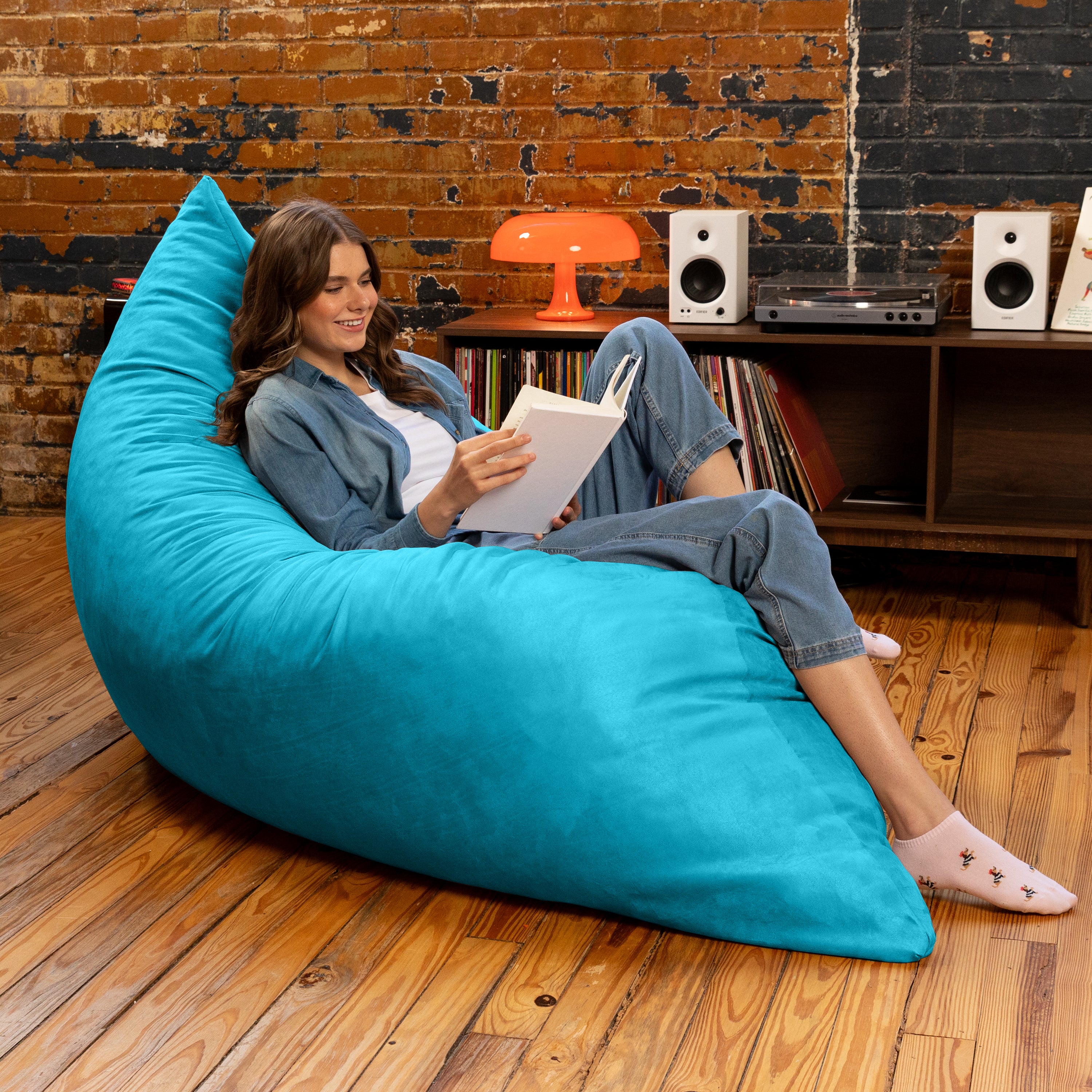 Jaxx Pillow Saxx 5.5-Foot - Huge Bean Bag Floor Pillow and Lounger, Teal