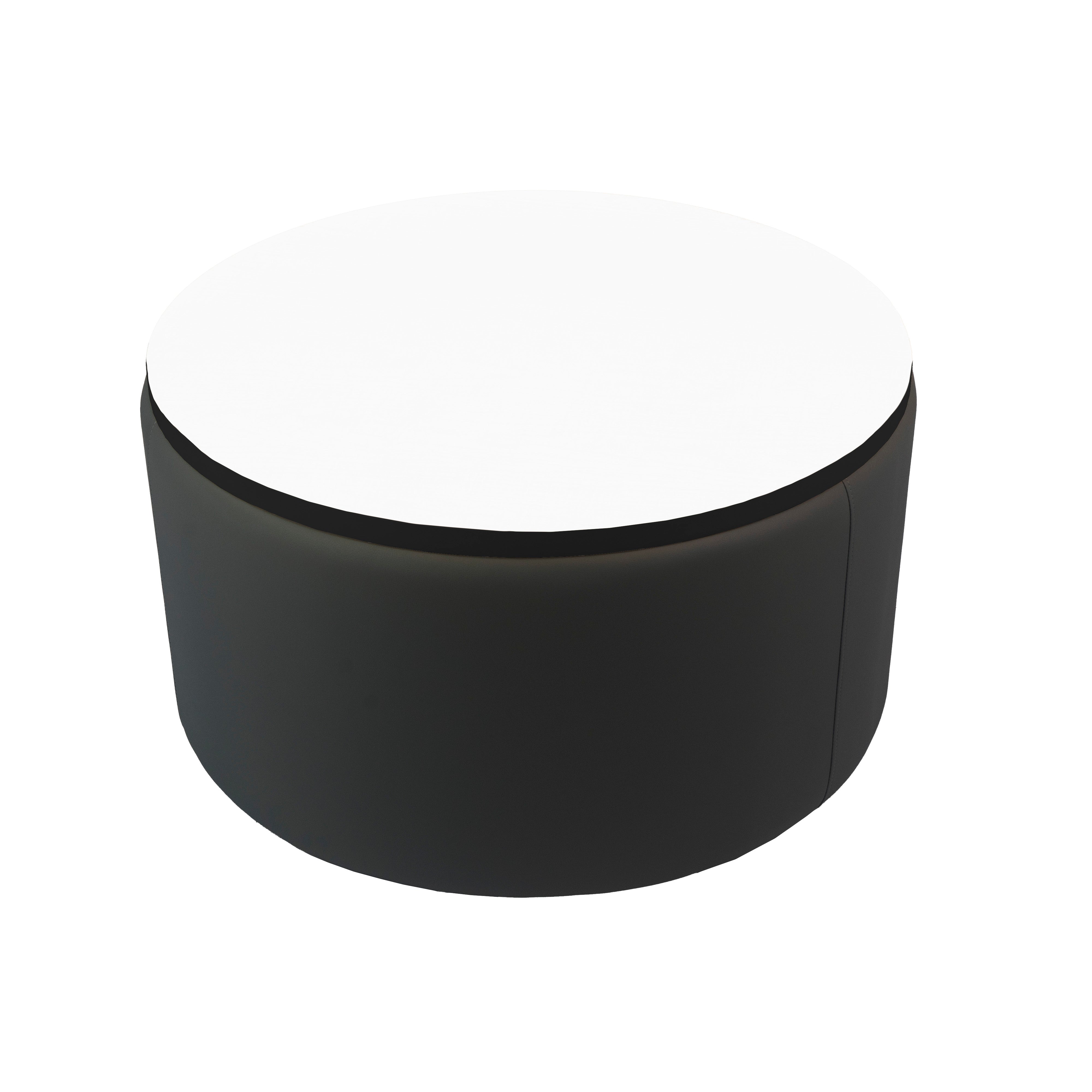 Pro Series Upholstered 30" Round Dry-Erase Ottoman Table 18" Height - Black/Whiteboard