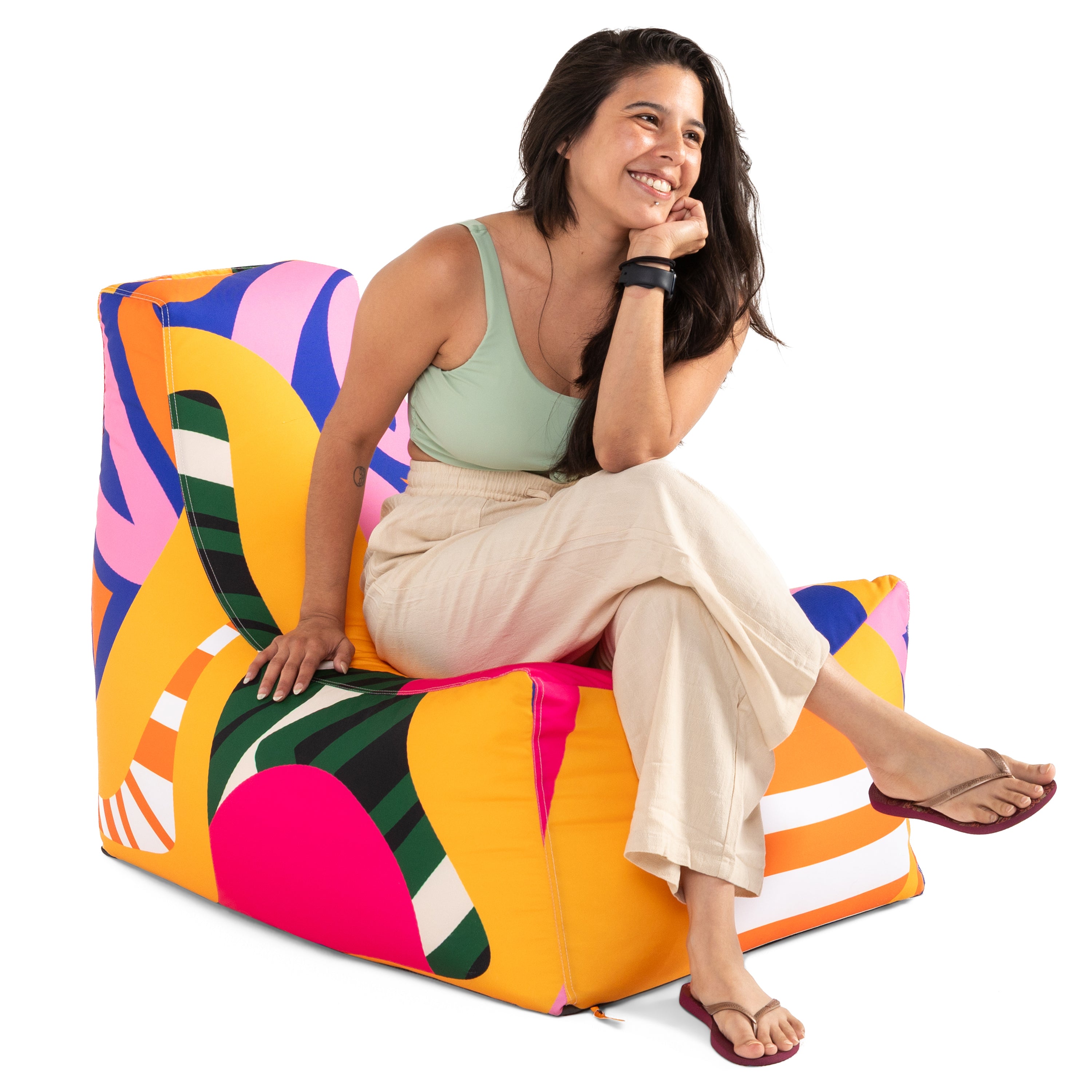 Jaxx Juniper Outdoor Bean Bag Patio Chair, Zuri Multicolor Pattern