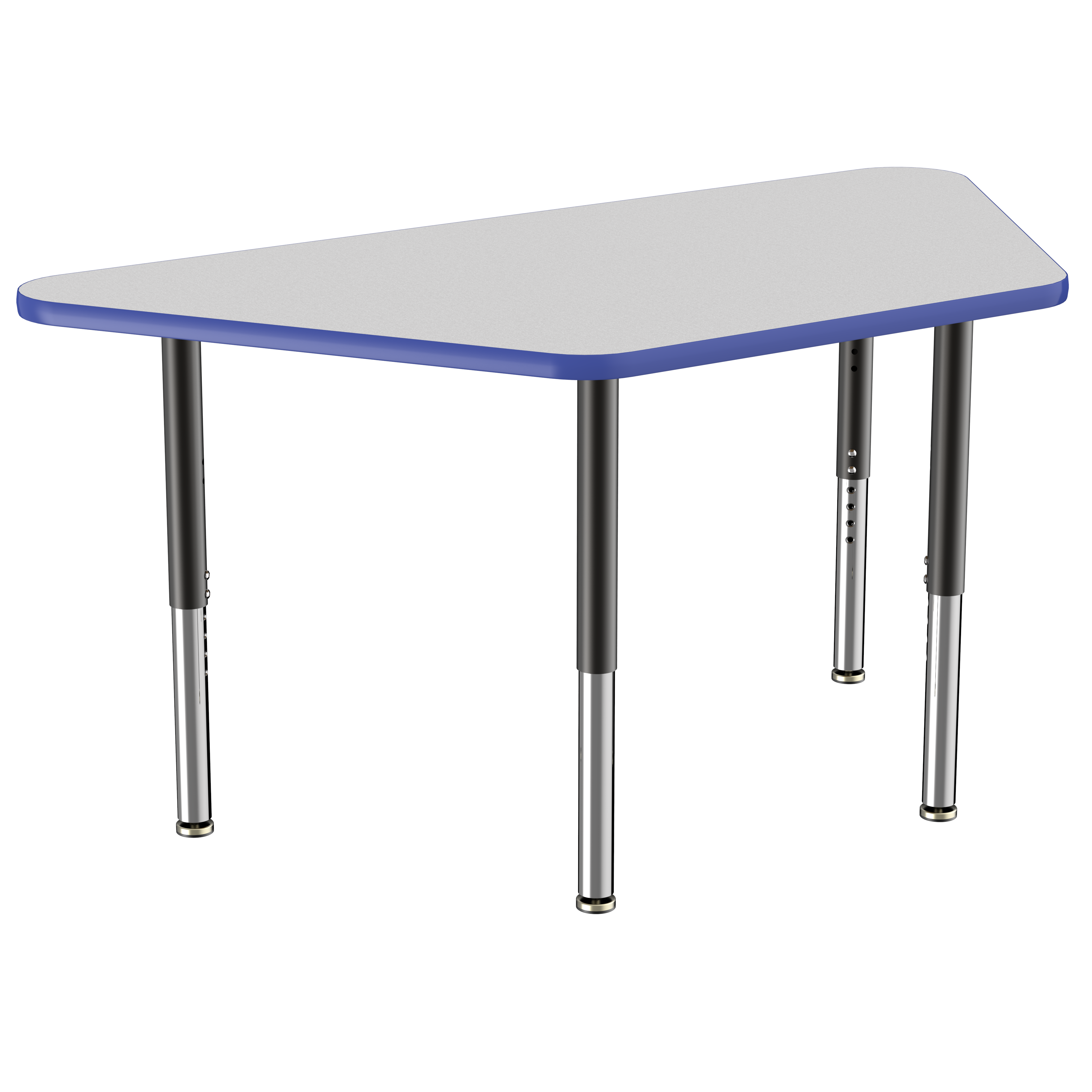 30" x 60" Trapezoid T-Molding Activity Table with Adjustable Super Legs - Gray/Blue/Black