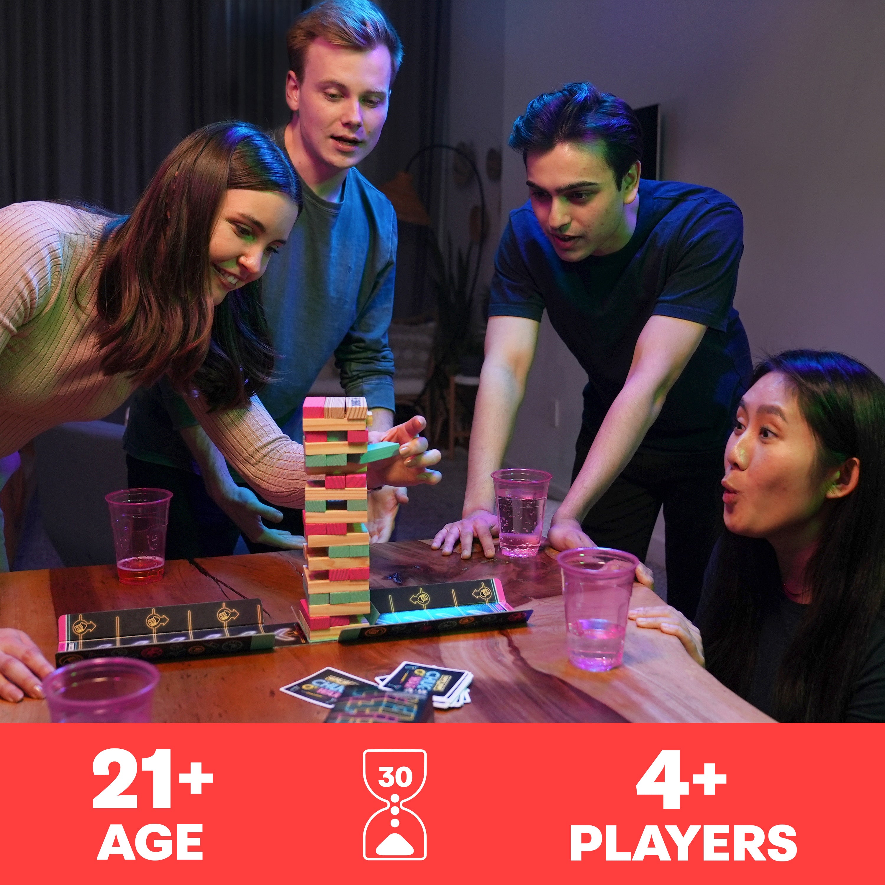 Spin Master Games, Chug O War Tumbling Tower, Adult Party Game for Happy Hour Hangs, 4 & Up Players, for Ages 21 & Up