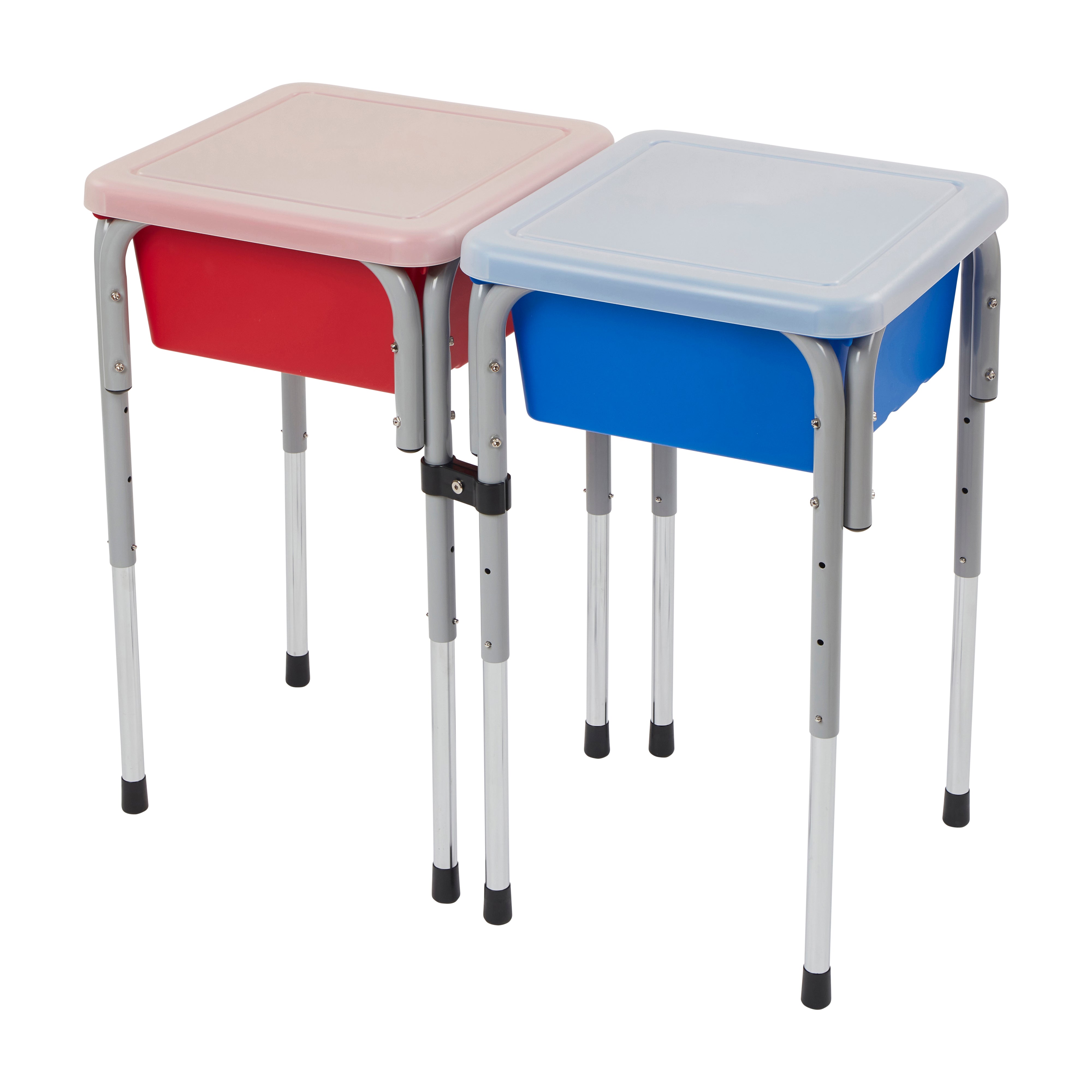 2 Station Square Sand and Water Table with Lids - Blue/Red