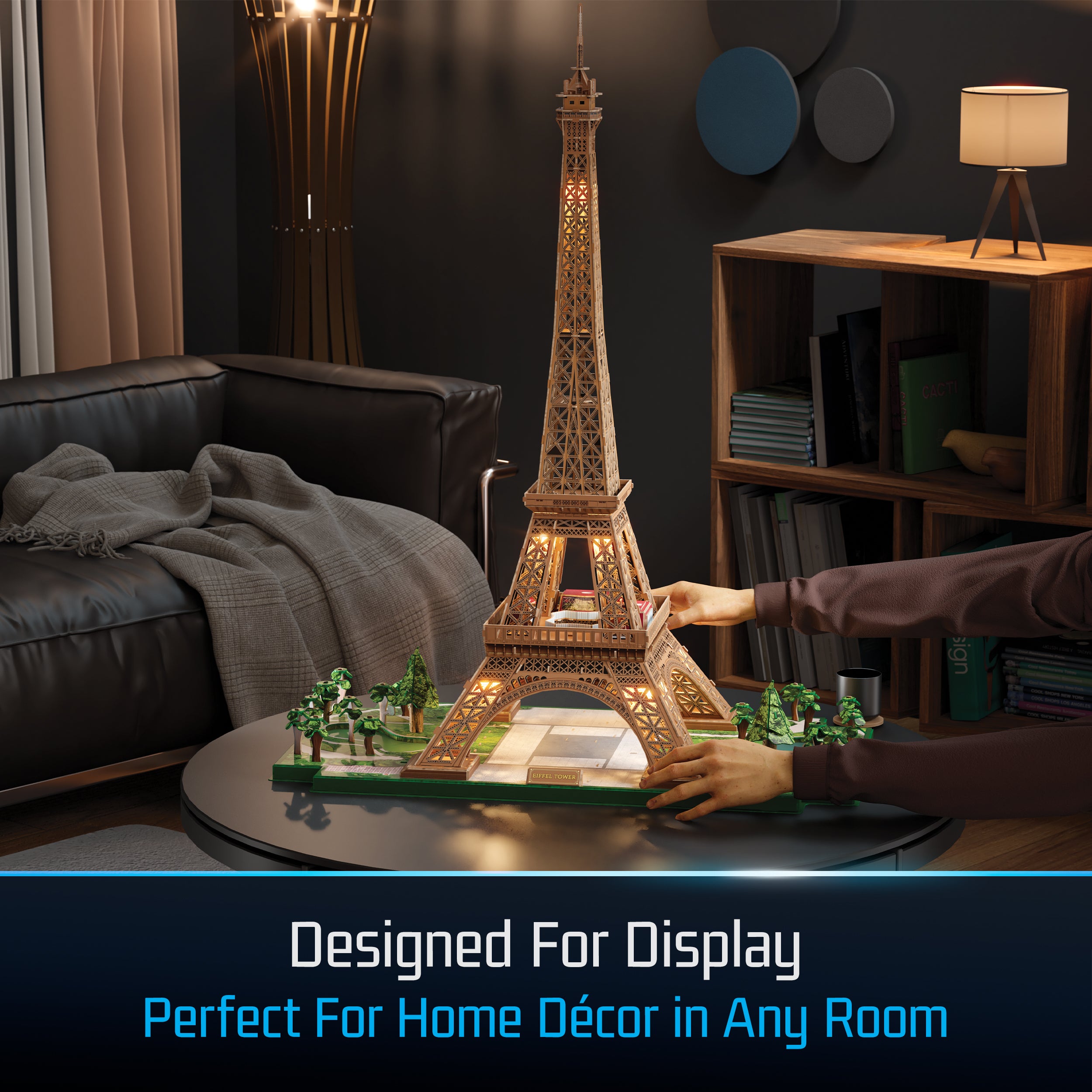 4D Build, Architect Series Eiffel Tower 3D Model Kit with LED Lights, Desk Décor, Adult Puzzles, Building Toys, 3D Puzzles for Adults & Teens, 252 Pieces, for Ages 12 & Up