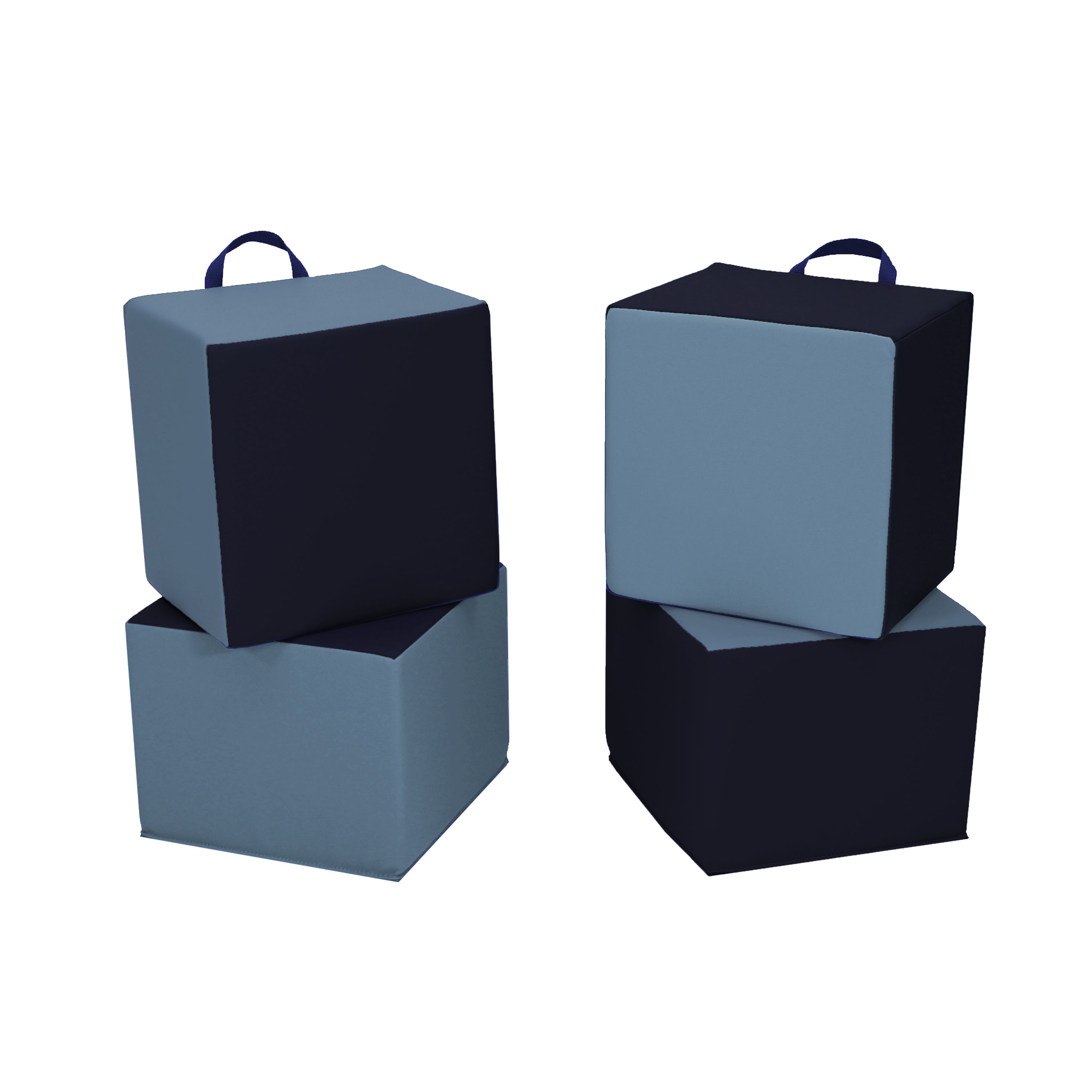 SoftScape Carry Me Cube Cushions, 4-Piece - Navy/Powder Blue