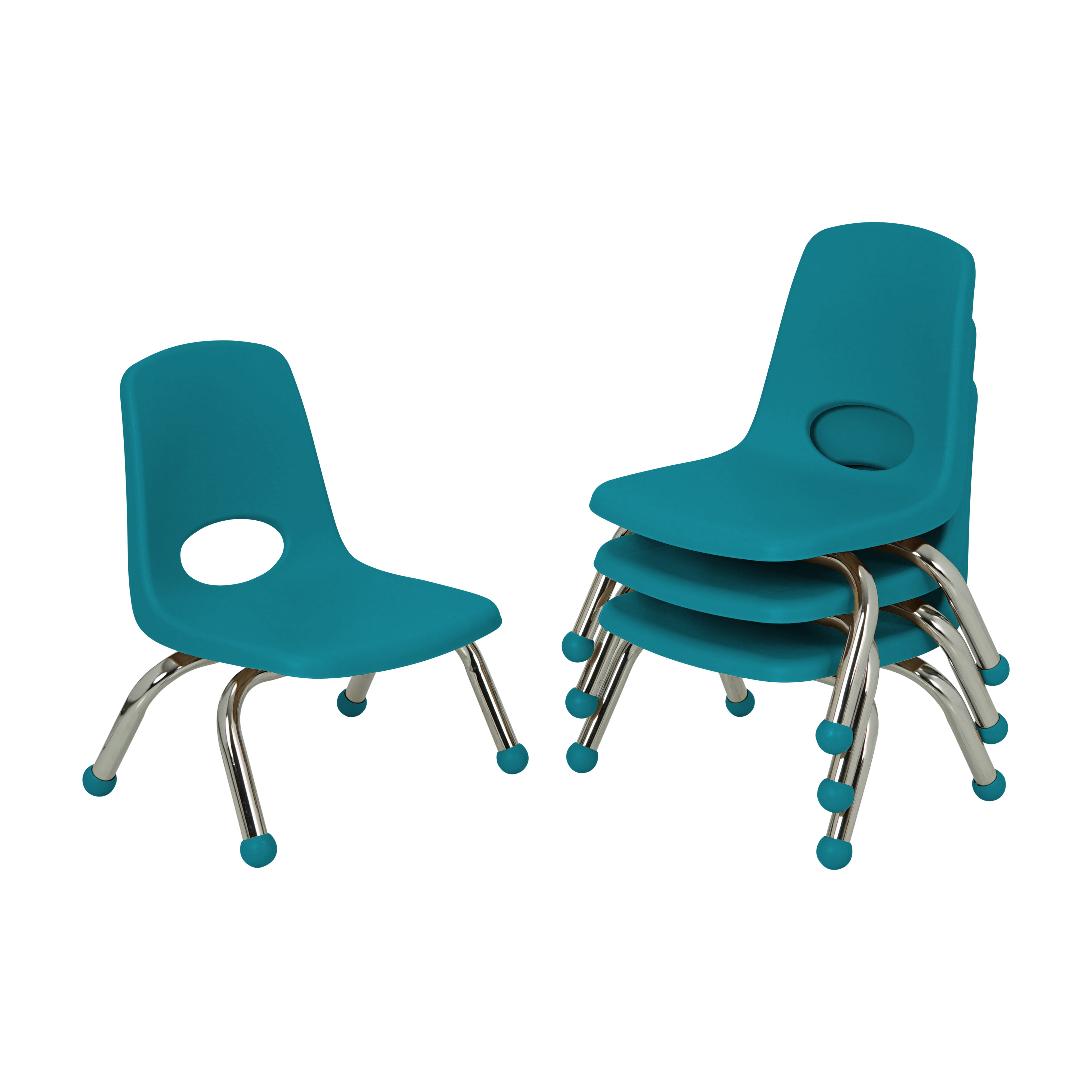 8" Stack Chair with Ball Glides, 4-Piece - Teal