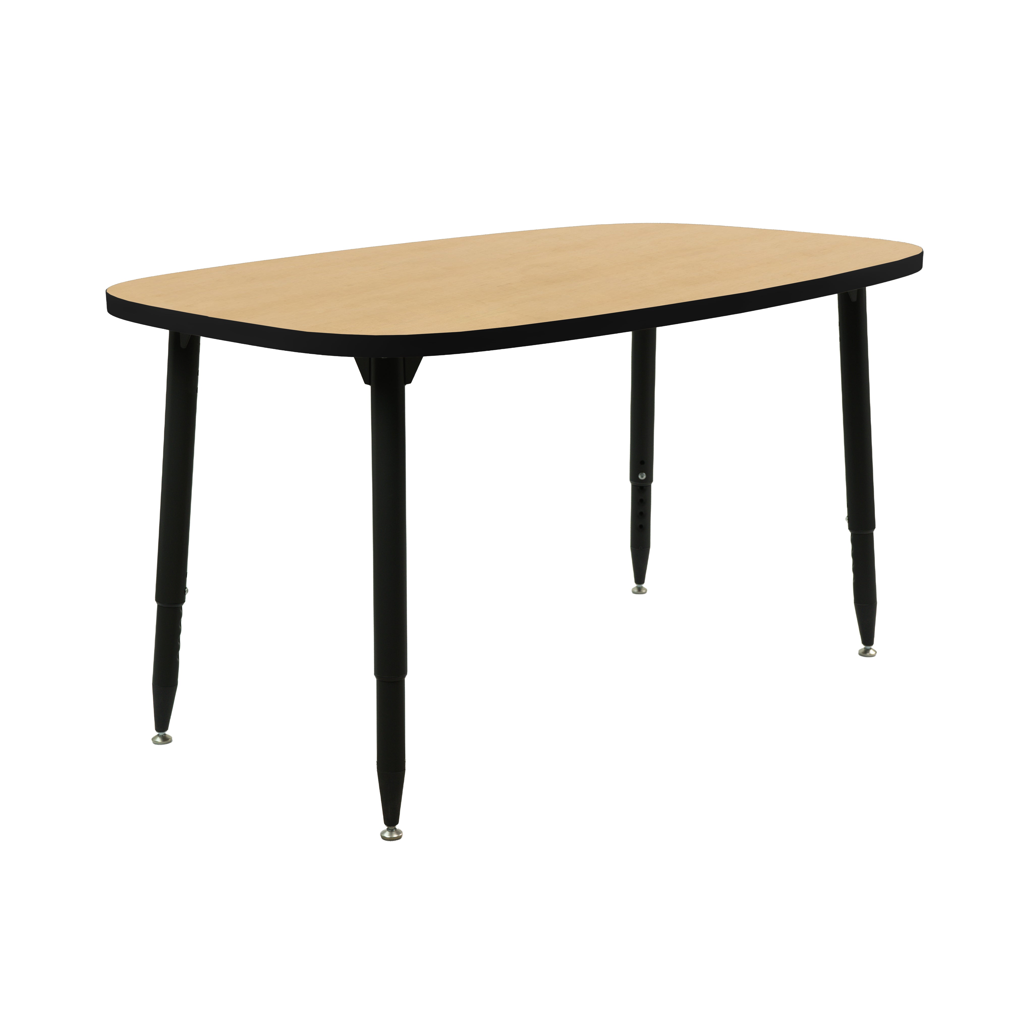 Adapte 31" x 50" Rounded Rectangle Thermofused Activity Table with Adjustable Tapered Legs - Maple/Black