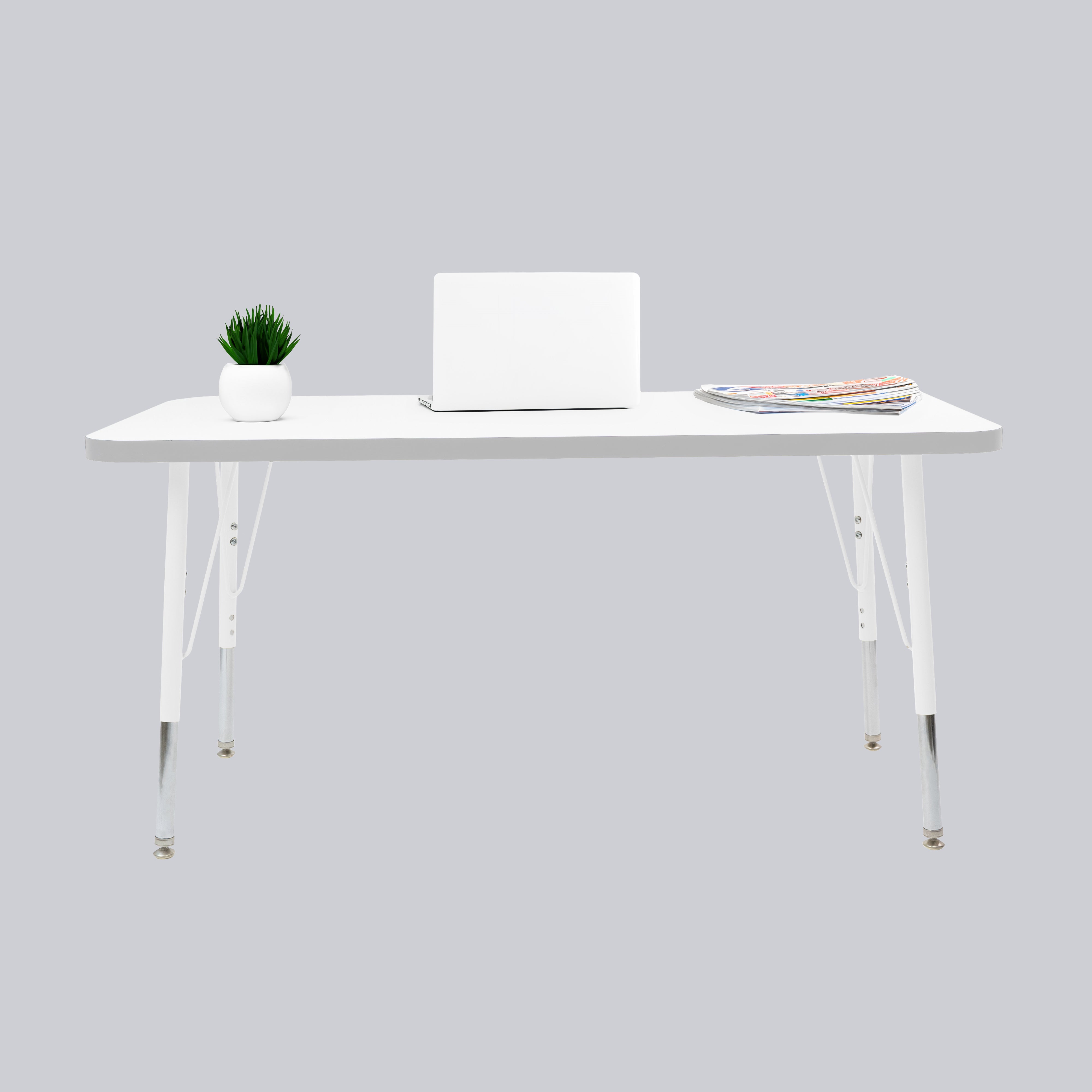24" x 48" Rectangle Thermofused Activity Table with Adjustable Standard Swivel Glide Legs - White/Light Gray/White