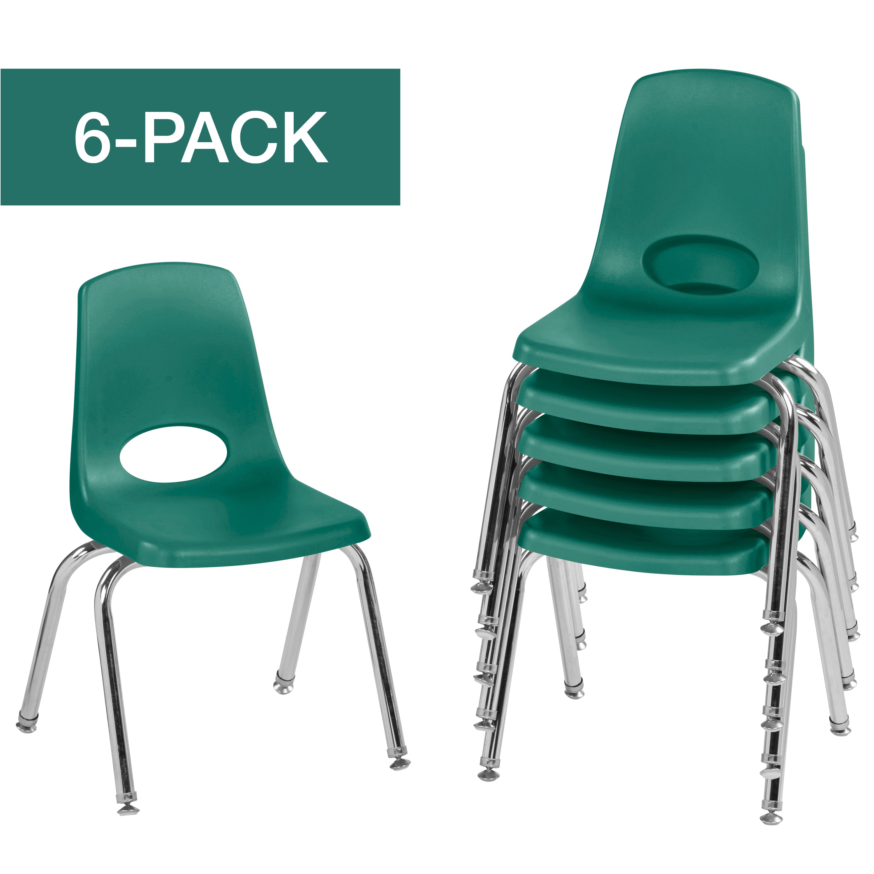 14" Stack Chair with Swivel Glides - Green