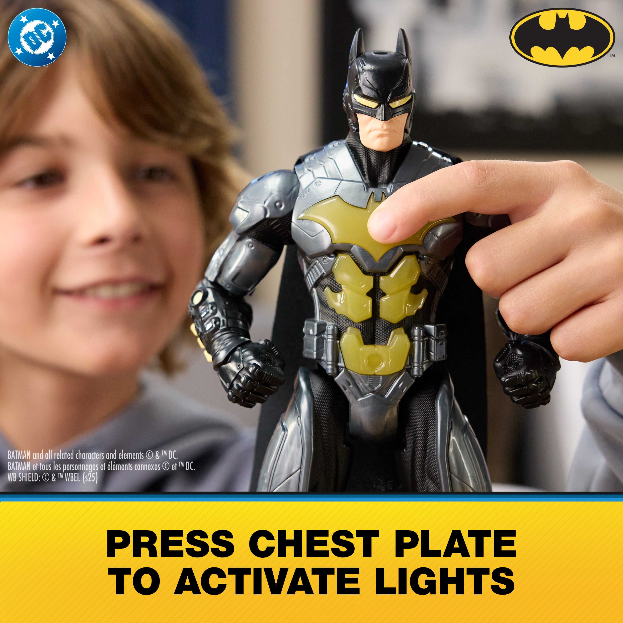 DC Comics, Batman Night Flare 12" Light Up Action Figure with 24 Sounds & Phrases, Super Hero Kids Toys for Boys & Girls Ages 4 & Up, Batteries Included