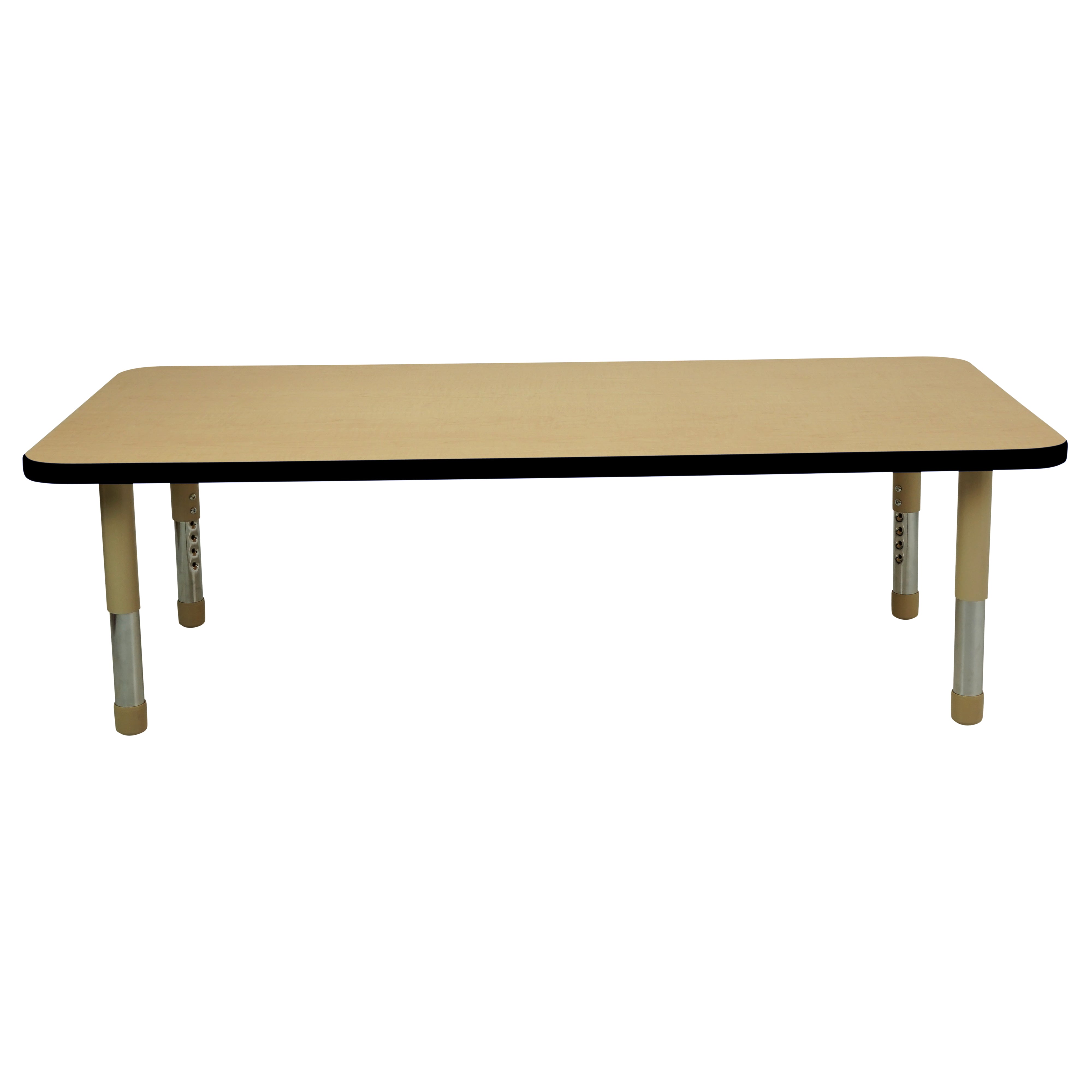 30" x 60" Rectangle T-Molding Activity Table with Adjustable Tiny Tot Legs - Maple/Black/Sand