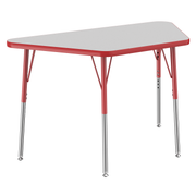 24" x 48" Trapezoid T-Molding Activity Table with Adjustable Standard Swivel Glide Legs - Gray/Red