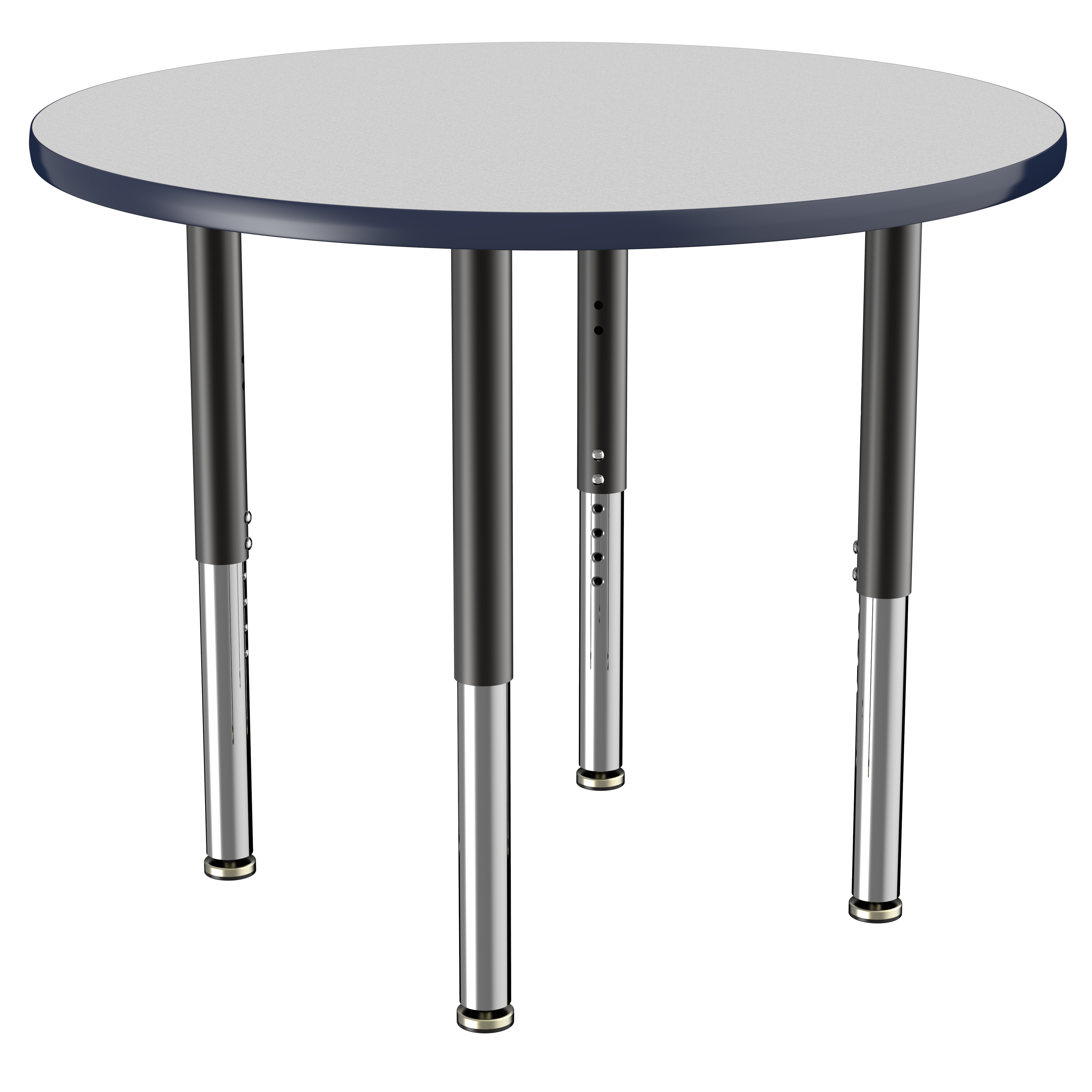 36" Round T-Molding Activity Table with Adjustable Super Legs - Gray/Navy/Black
