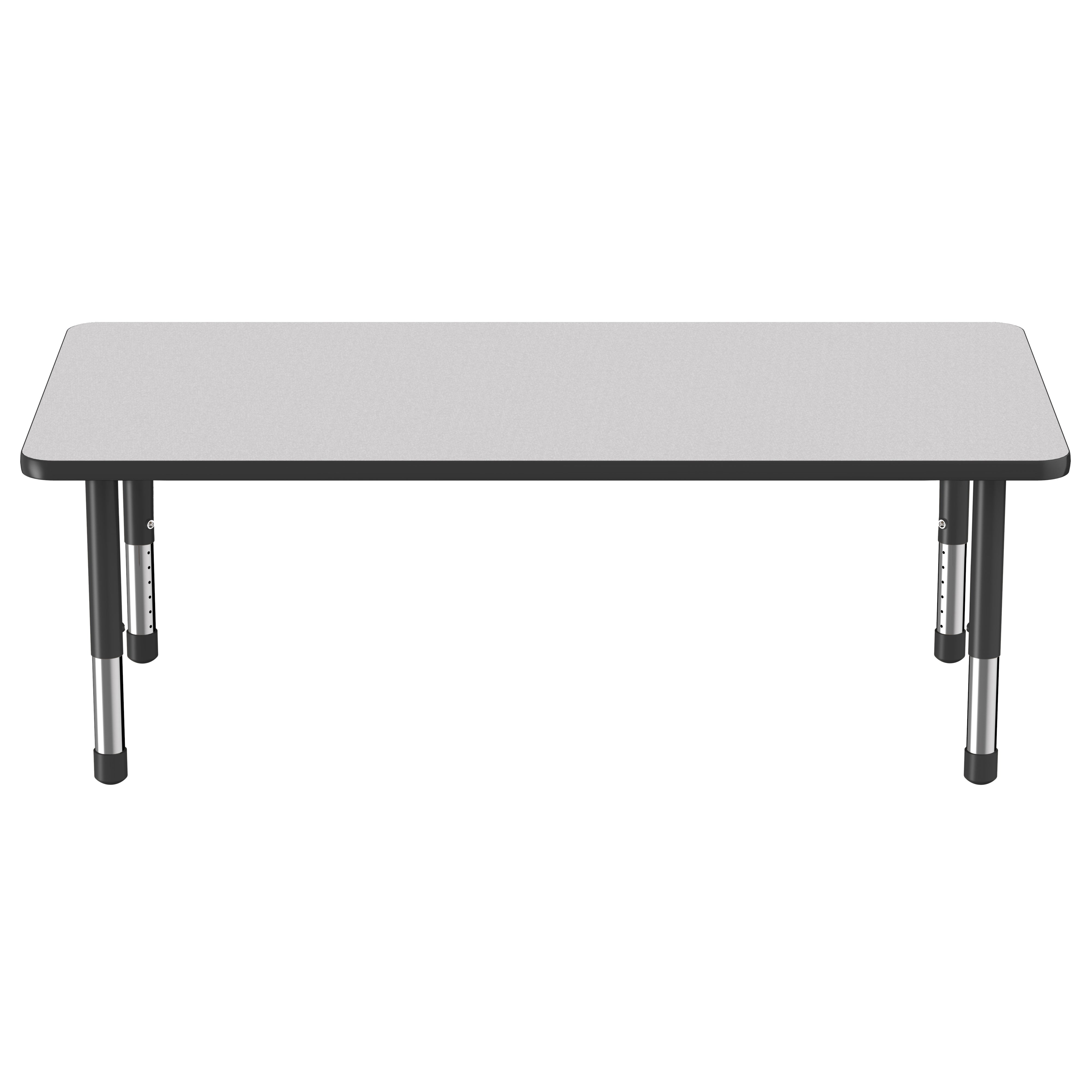 30" x 60" Rectangle Thermofused Activity Table with Adjustable Chunky Legs - Gray/Black