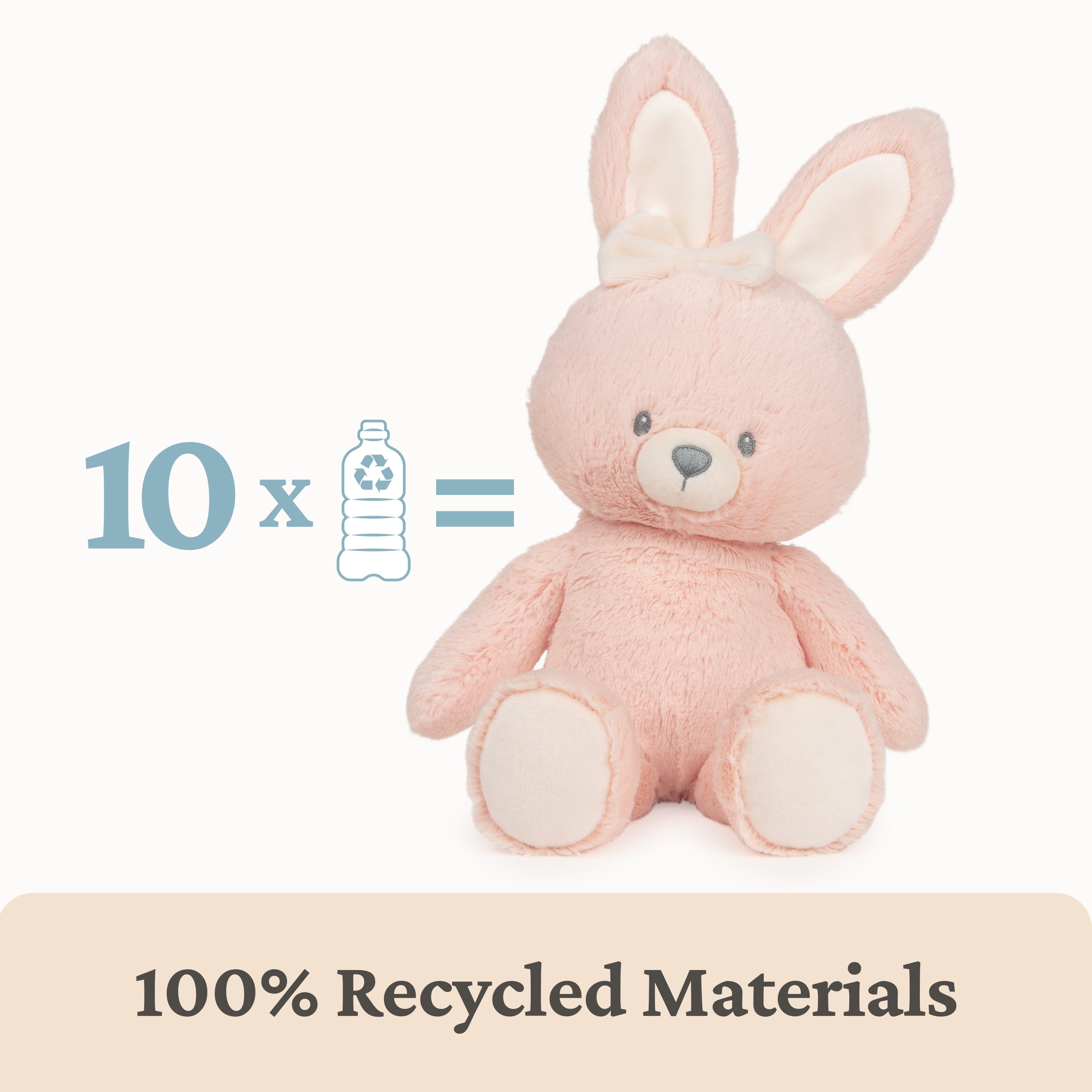 Baby GUND Sustainable Bunny Plush, Stuffed Animal Made from Recycled Materials, Gift for Babies and Newborns, Pink/Cream, 13”