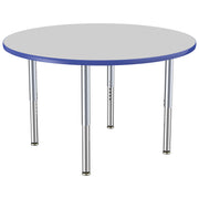 48" Round Thermofused Activity Table with Adjustable Super Legs - Gray/Blue/Silver
