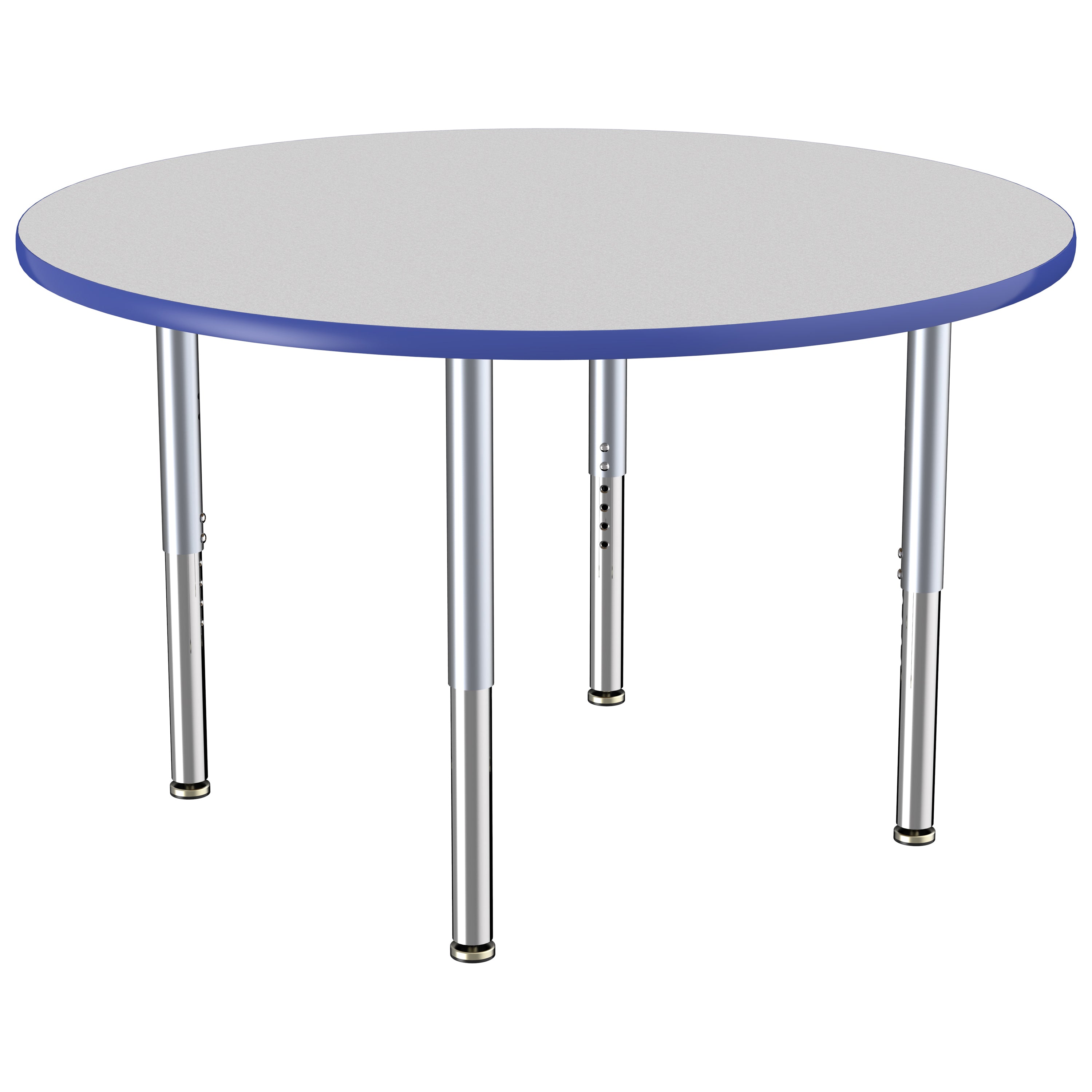 48" Round Thermofused Activity Table with Adjustable Super Legs - Gray/Blue/Silver