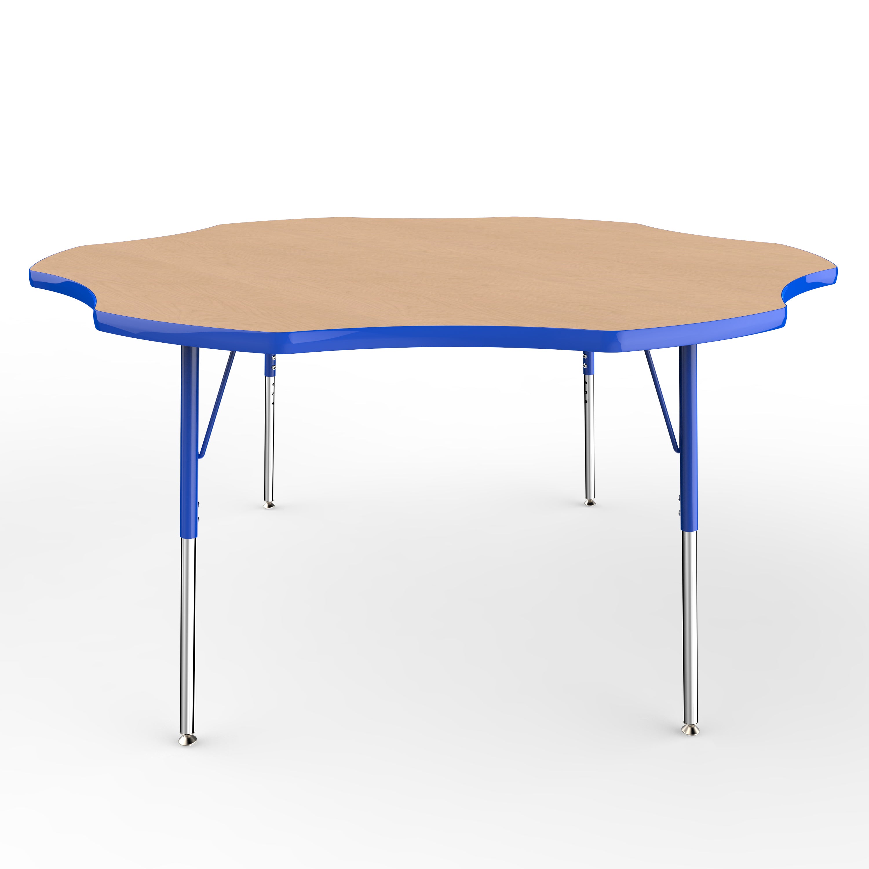 60" x 60" Flower T-Molding Activity Table with Adjustable Standard Swivel Glide Legs - Maple/Blue