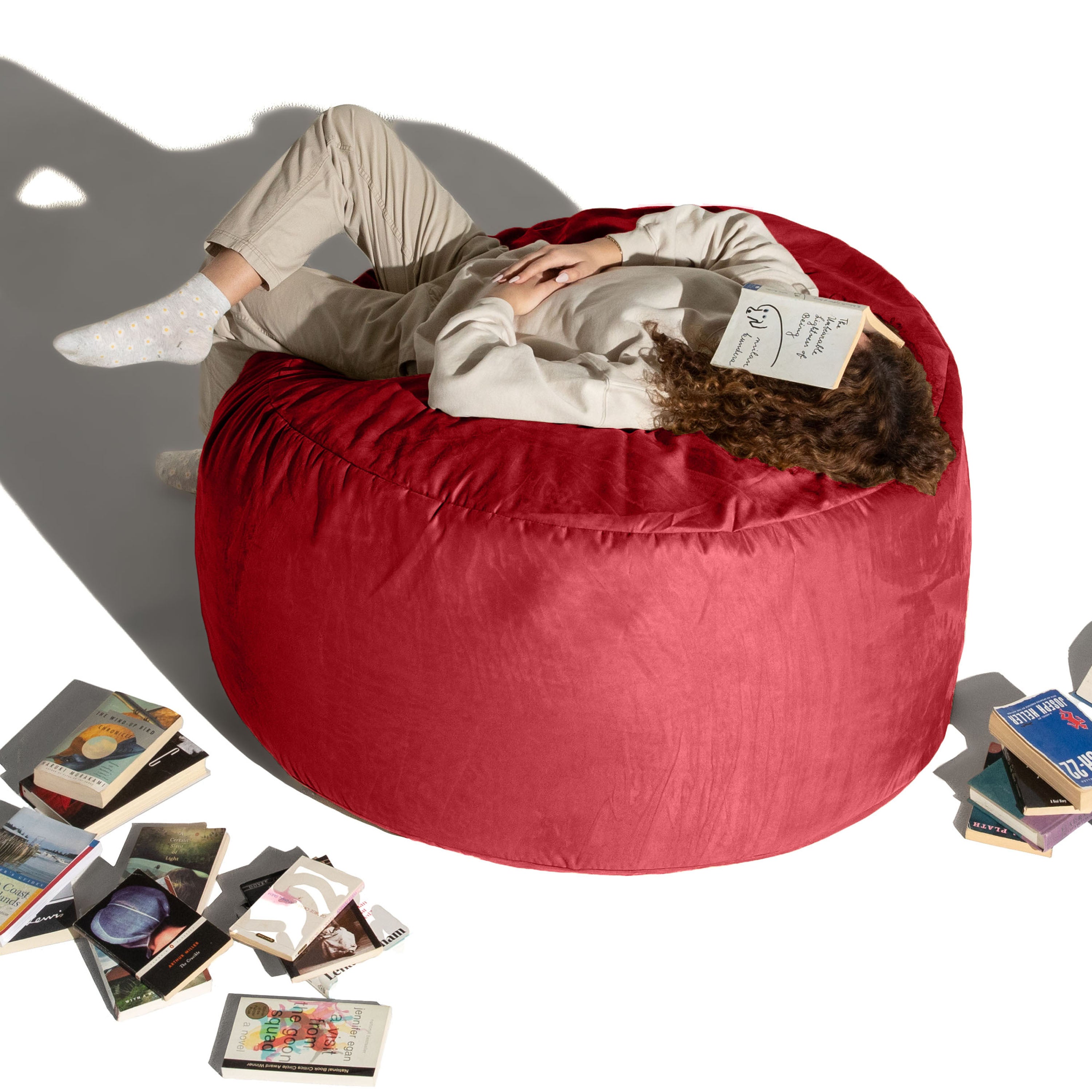 Jaxx 4 ft Round Bean Bag Chair for Adults, Charcoal
