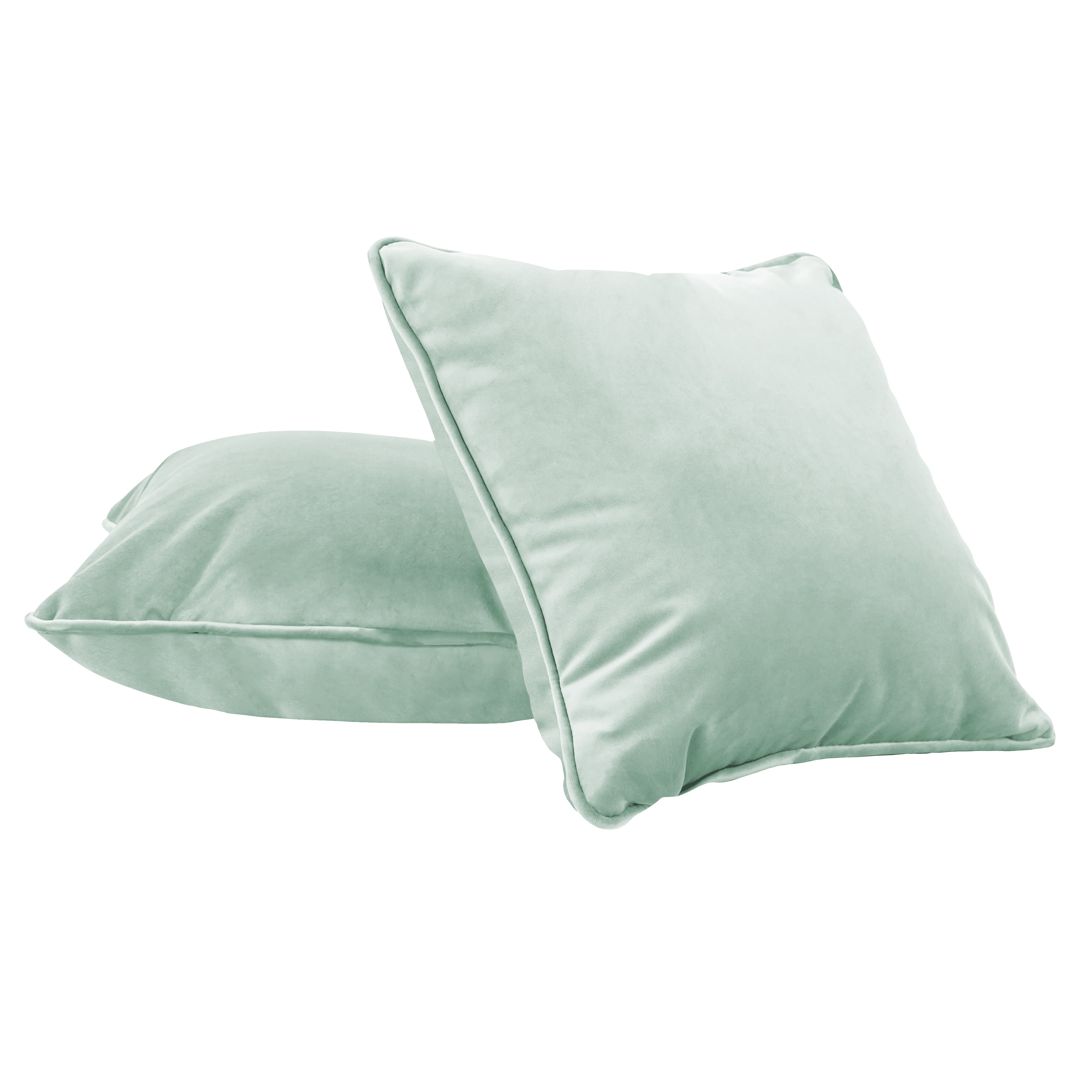 15" x 15" Square Microfiber Pillow with Piping, 2-Piece - Aloe