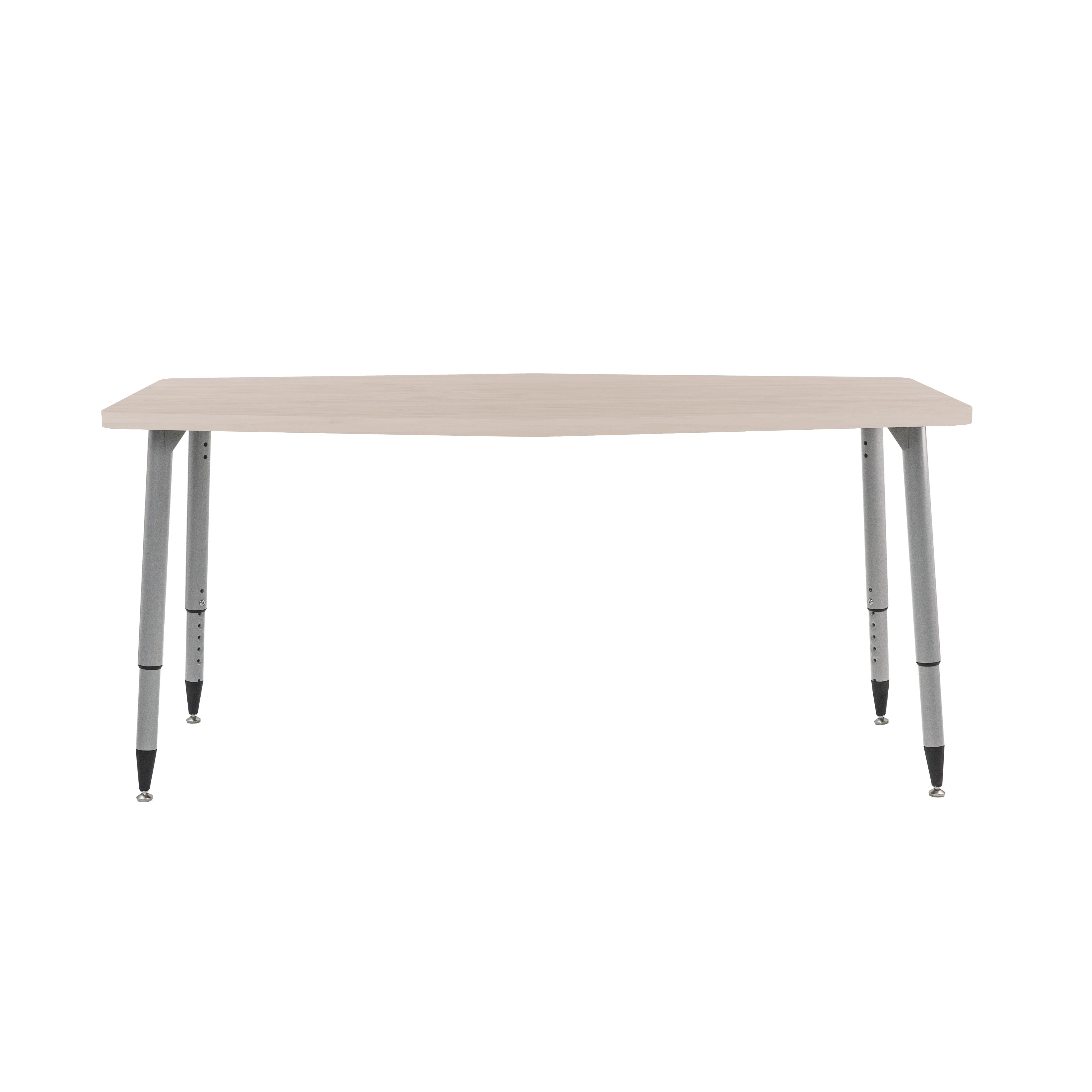 Adapte 34" x 60" Long Hexagon Woodgrain Activity Table with Adjustable Tapered Legs - Asian Sand/Silver