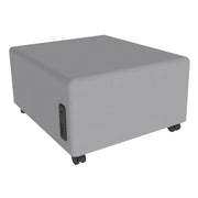 Pro Series Upholstered Square Mobile Ottoman with Tech Panel - Gray