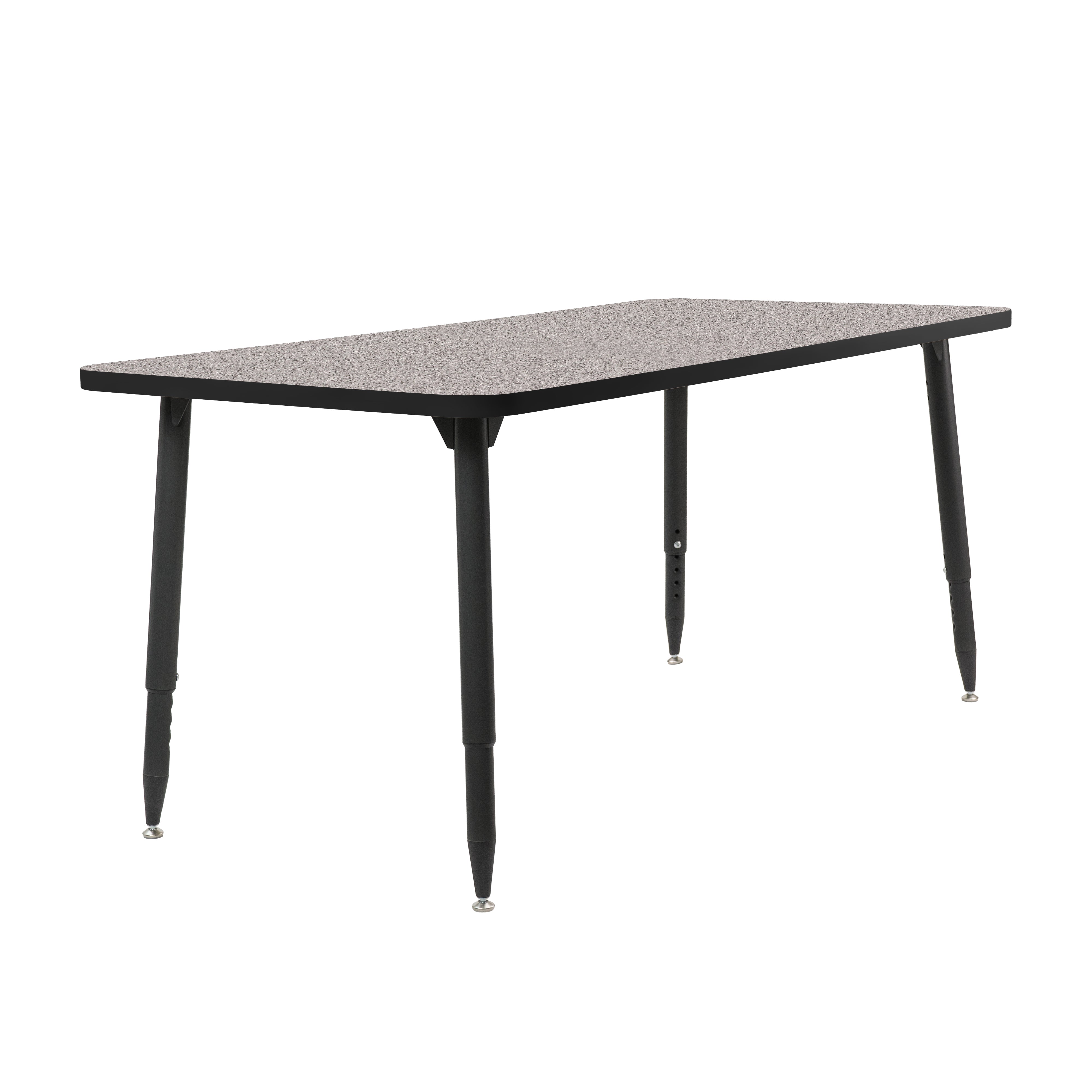 Adapte 30" x 60" Rectangle Thermofused Activity Table with Adjustable Tapered Legs - Gray/Black