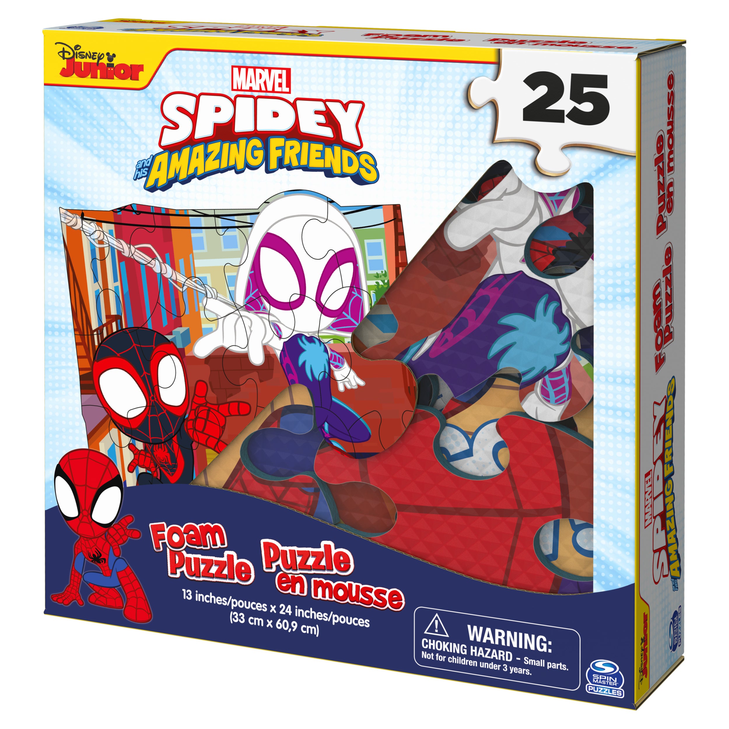 Spin Master Games, Marvel Spidey and His Amazing Friends Puzzles, Squishy Foam Puzzle, 25 Pieces, Spiderman Toys, for Ages 4 & Up