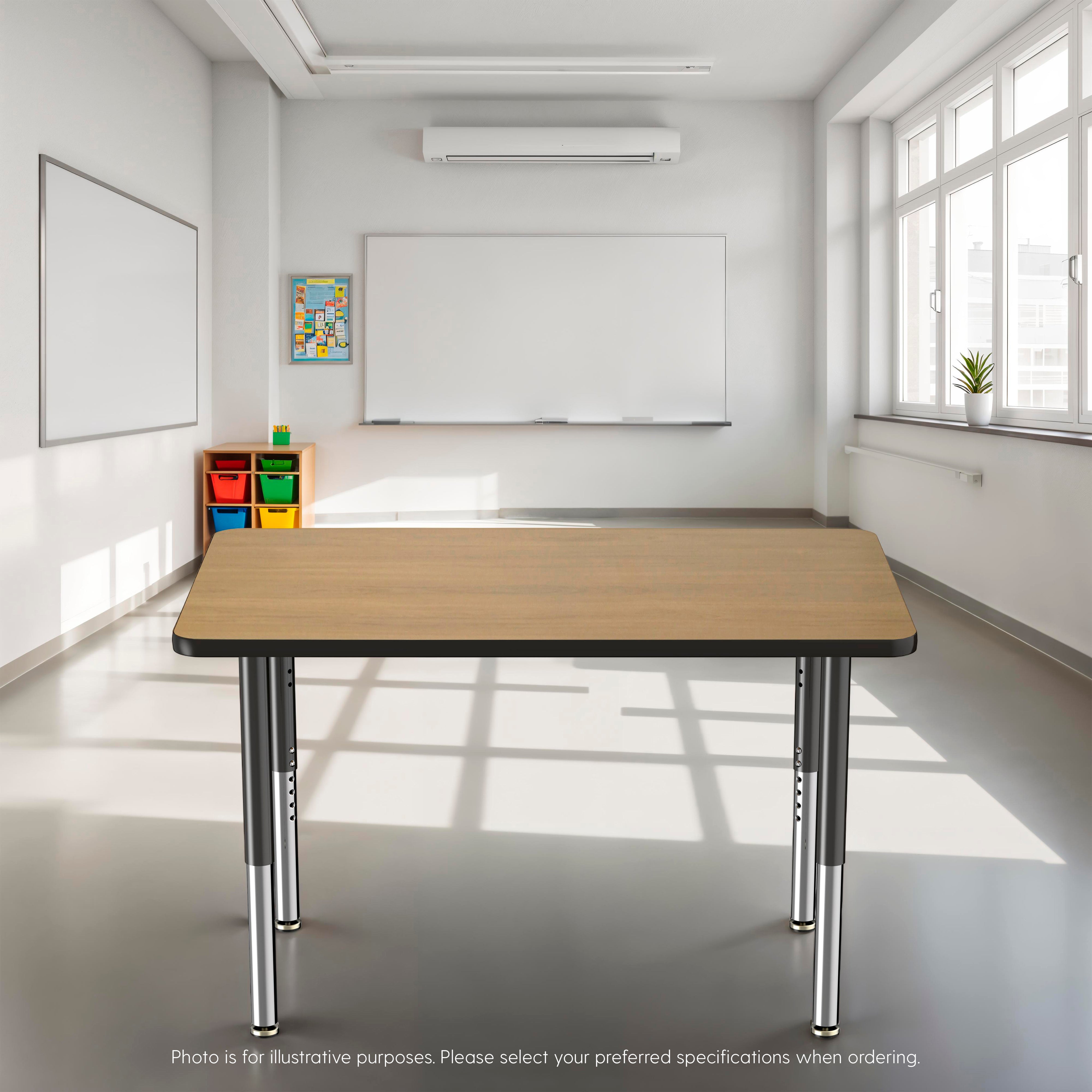 30" x 48" Rectangle T-Molding Activity Table with Adjustable Super Legs - Pasadena Oak/Black