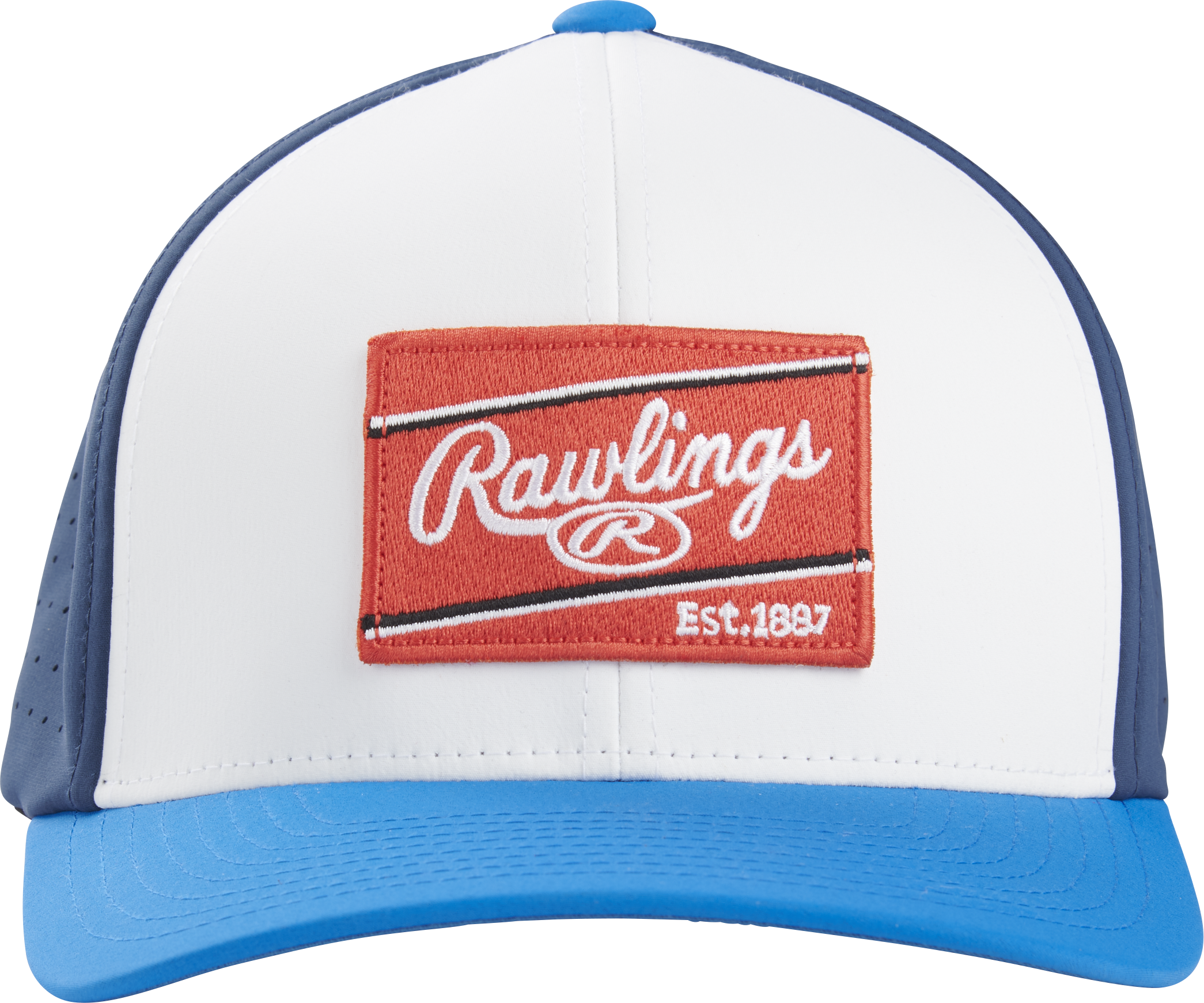 Rawlings Red Patch Hat Flex Fit - Small/Medium - White/Navy