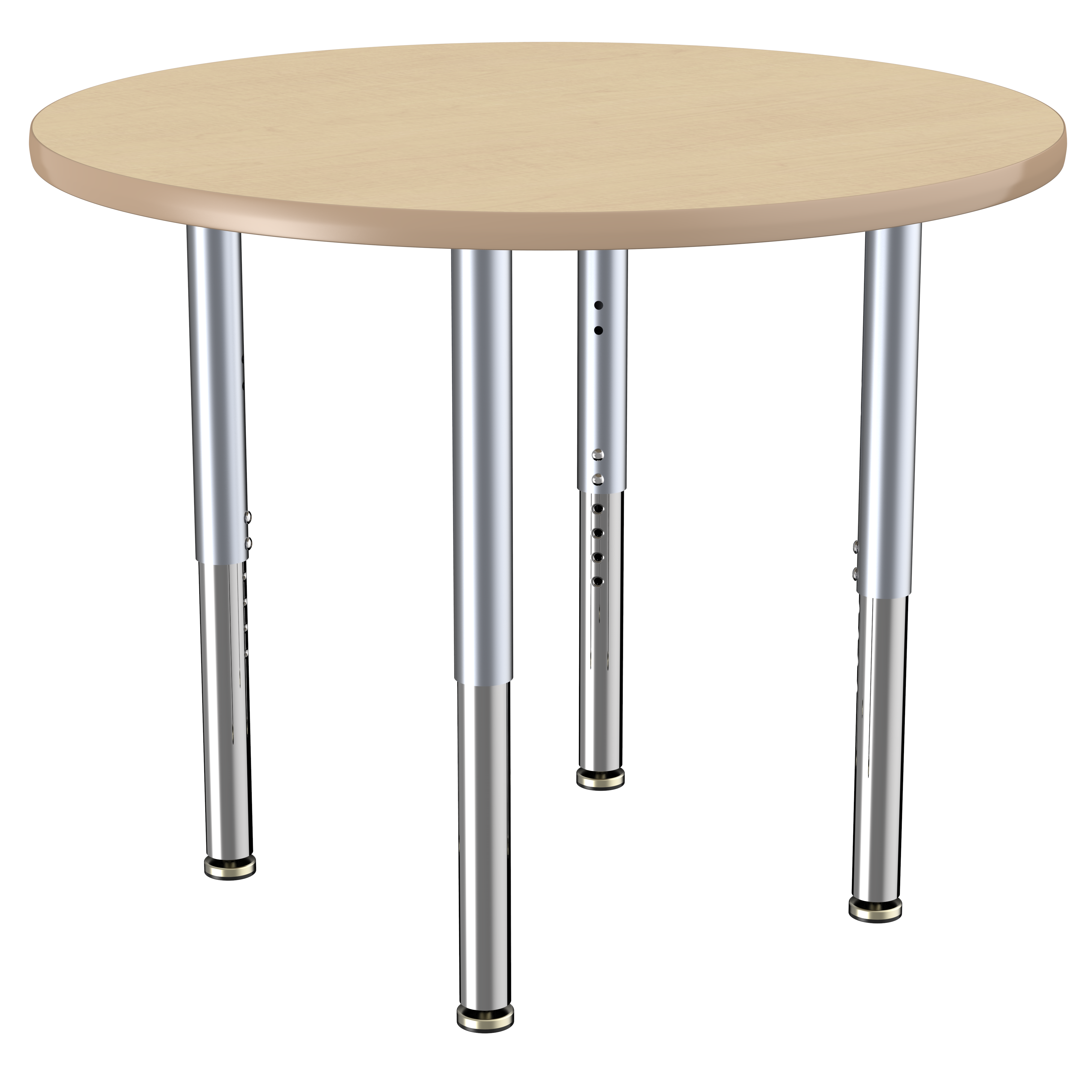 36" Round T-Molding Activity Table with Adjustable Super Legs - Maple/Maple/Silver