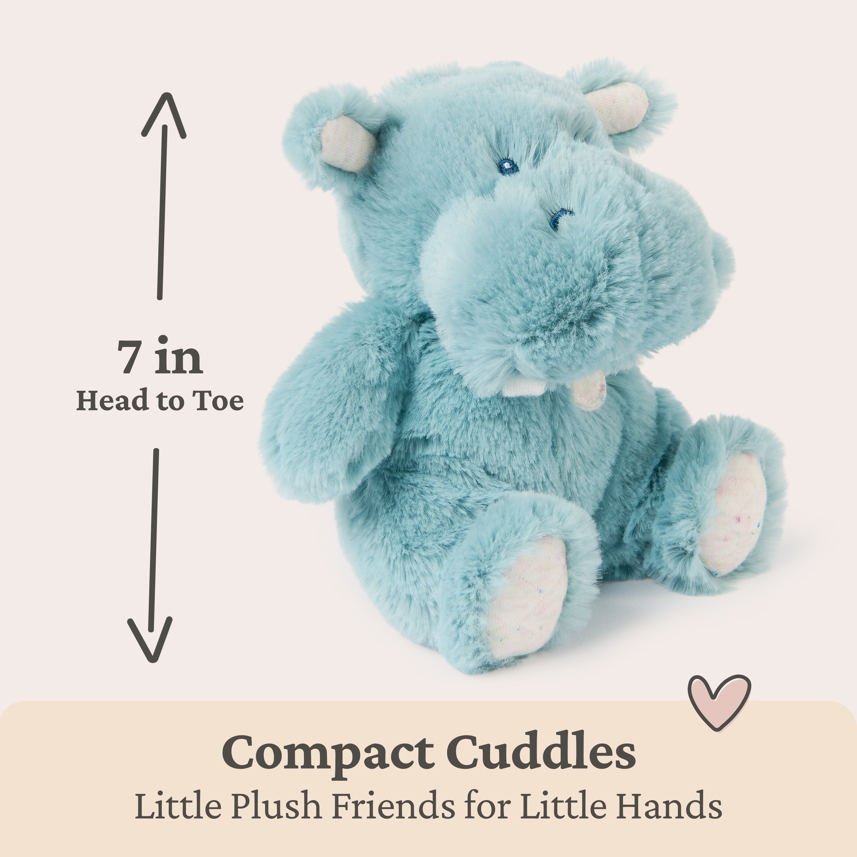 Baby GUND Oh So Snuggly Littles Hippo, Small Stuffed Animals, Hippo Stuffed Animal, Plush Toys for Infants and Toddlers, Teal, 7”