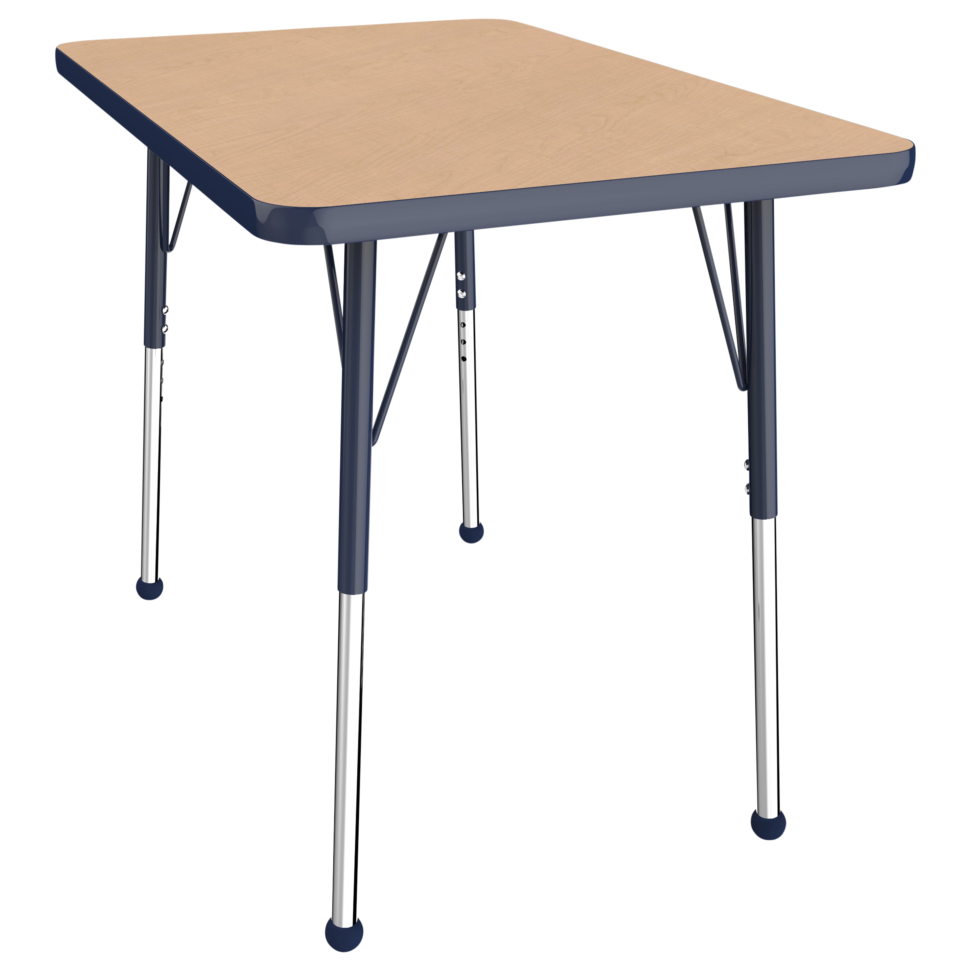 24" x 36" Rectangle T-Molding Activity Table with Adjustable Standard Ball Glide Legs - Maple/Navy