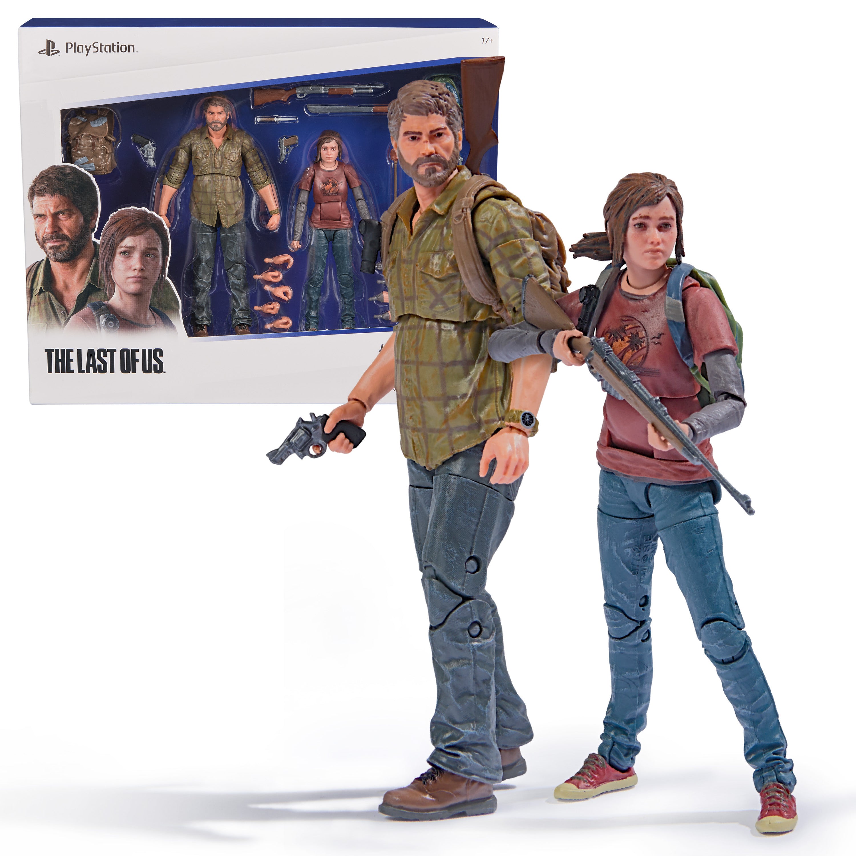 PlayStation The Last of Us, 2-Pack 6” Joel & Ellie Action Figures with 19 Accessories, The Shapes Collection, For PS5 Fans & Collectors Ages 17+