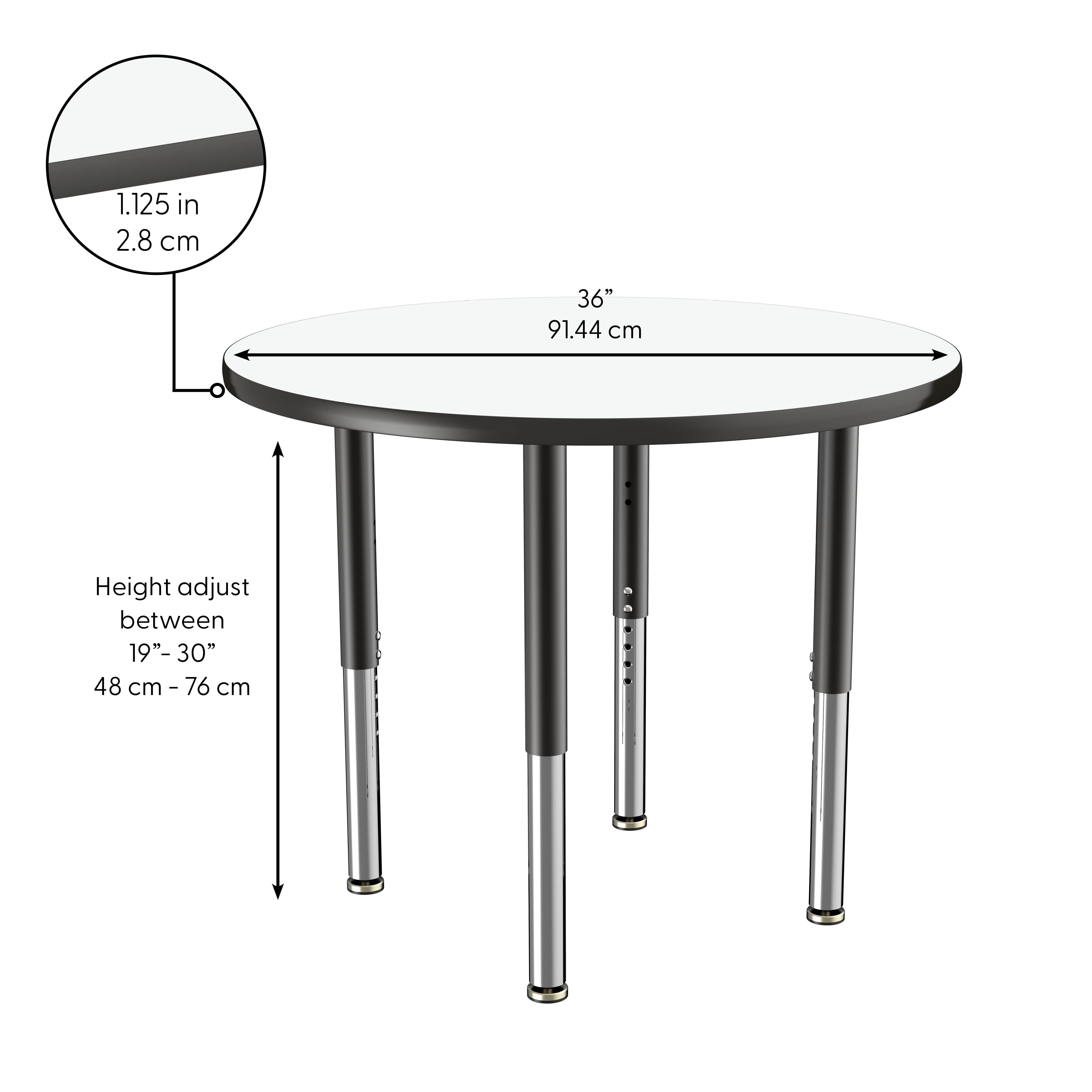 36" Round Dry-Erase Activity Table with Adjustable Super Legs - Whiteboard/Black
