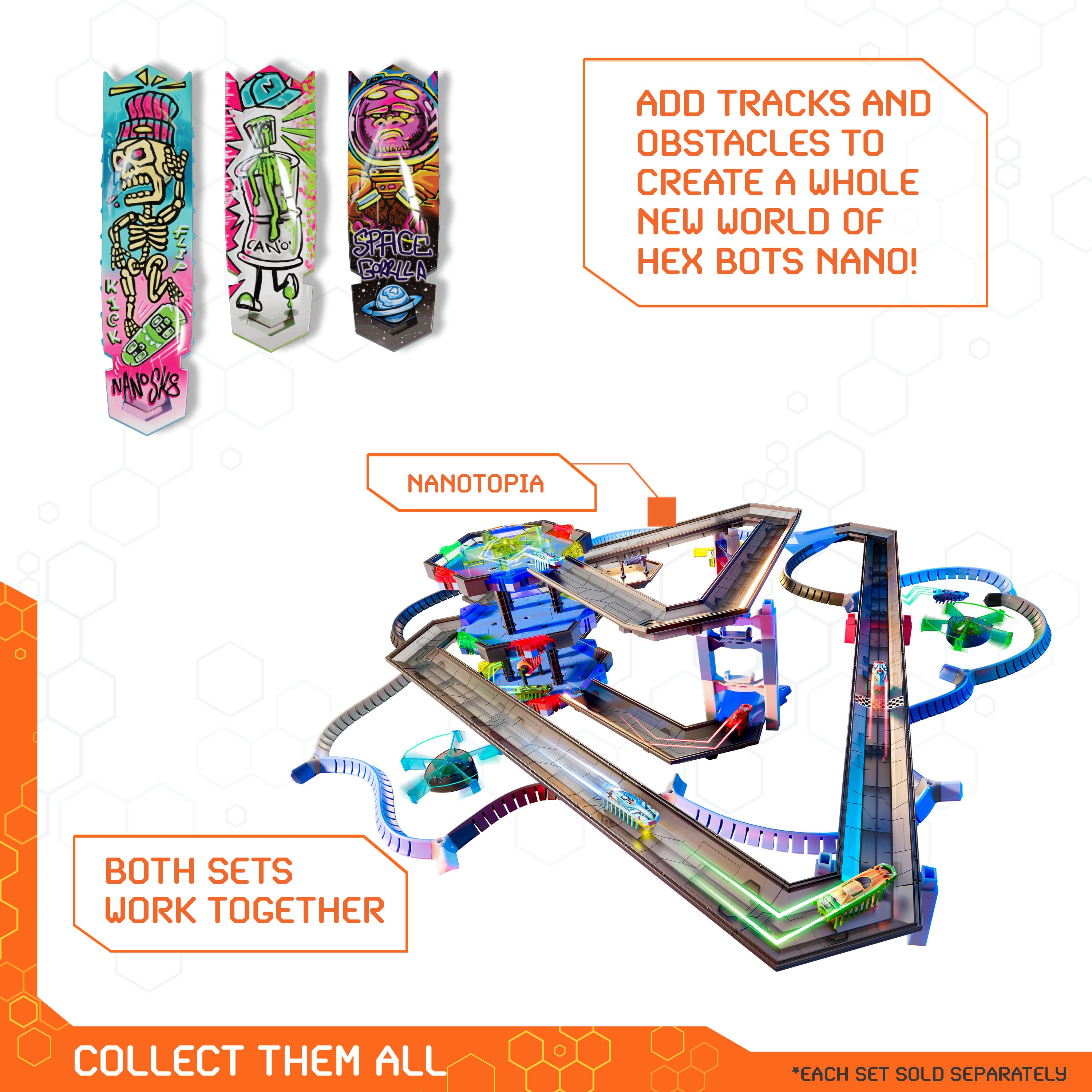 HEX BOTS Nano Land, Sensory Toys for Kids & Cats with Over 40 Pieces & 3 Nano Bots, Toy Playsets & Mini Robot Toy for Kids Ages 3 & Up, Batteries Included