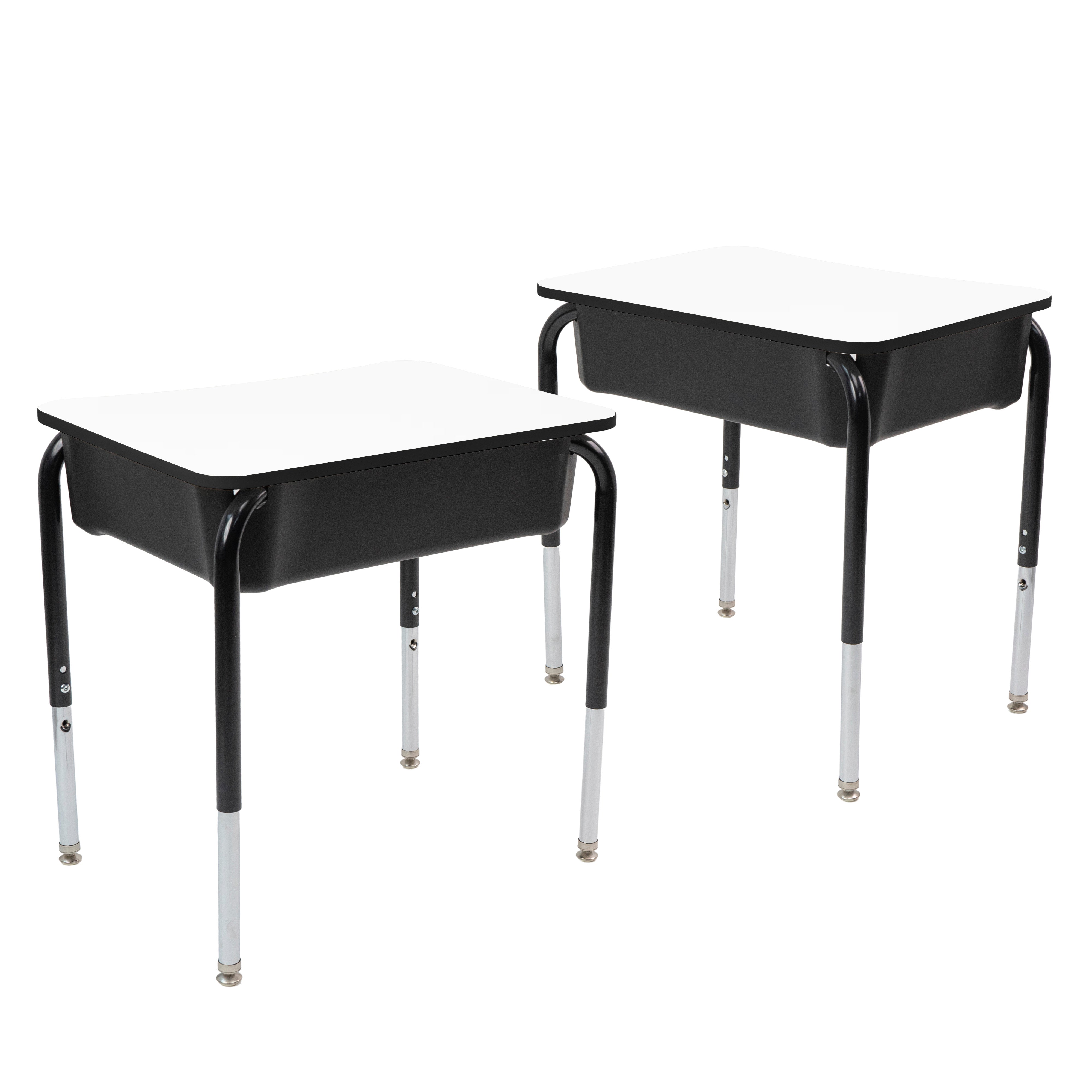 18" x 24" Belly Curve Open Front Desk with Book Box, 2-pack - Whiteboard/Black